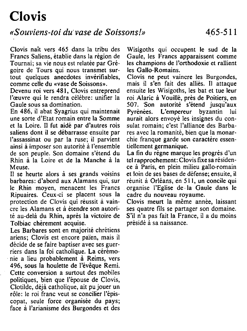Prévisualisation du document CLOVIS : Souviens-toi du vase de Soissons!
