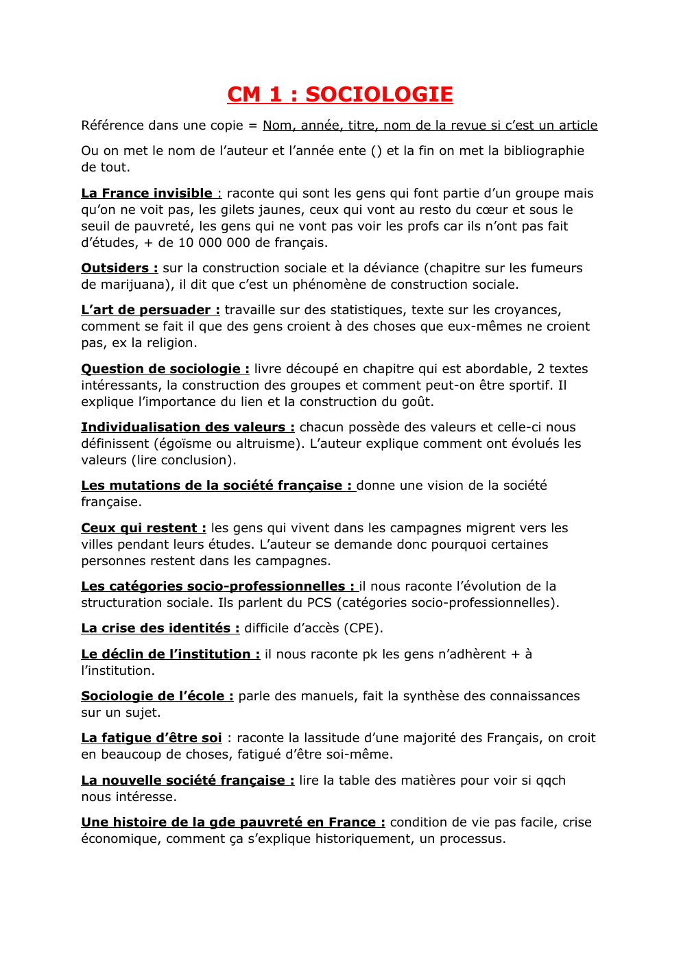 Prévisualisation du document CM 1 : SOCIOLOGIE