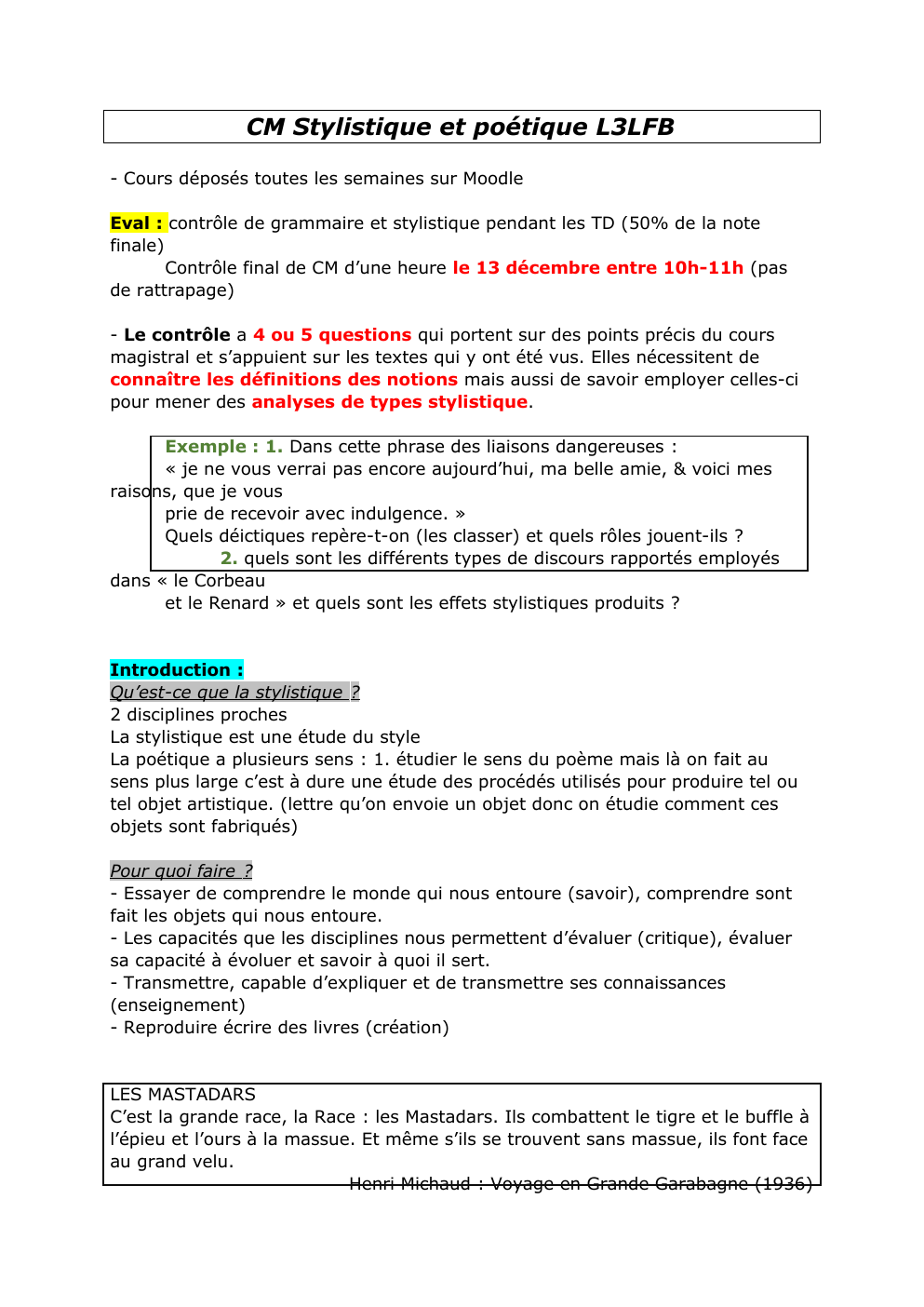 Prévisualisation du document CM Stylistique et poétique L3LFB