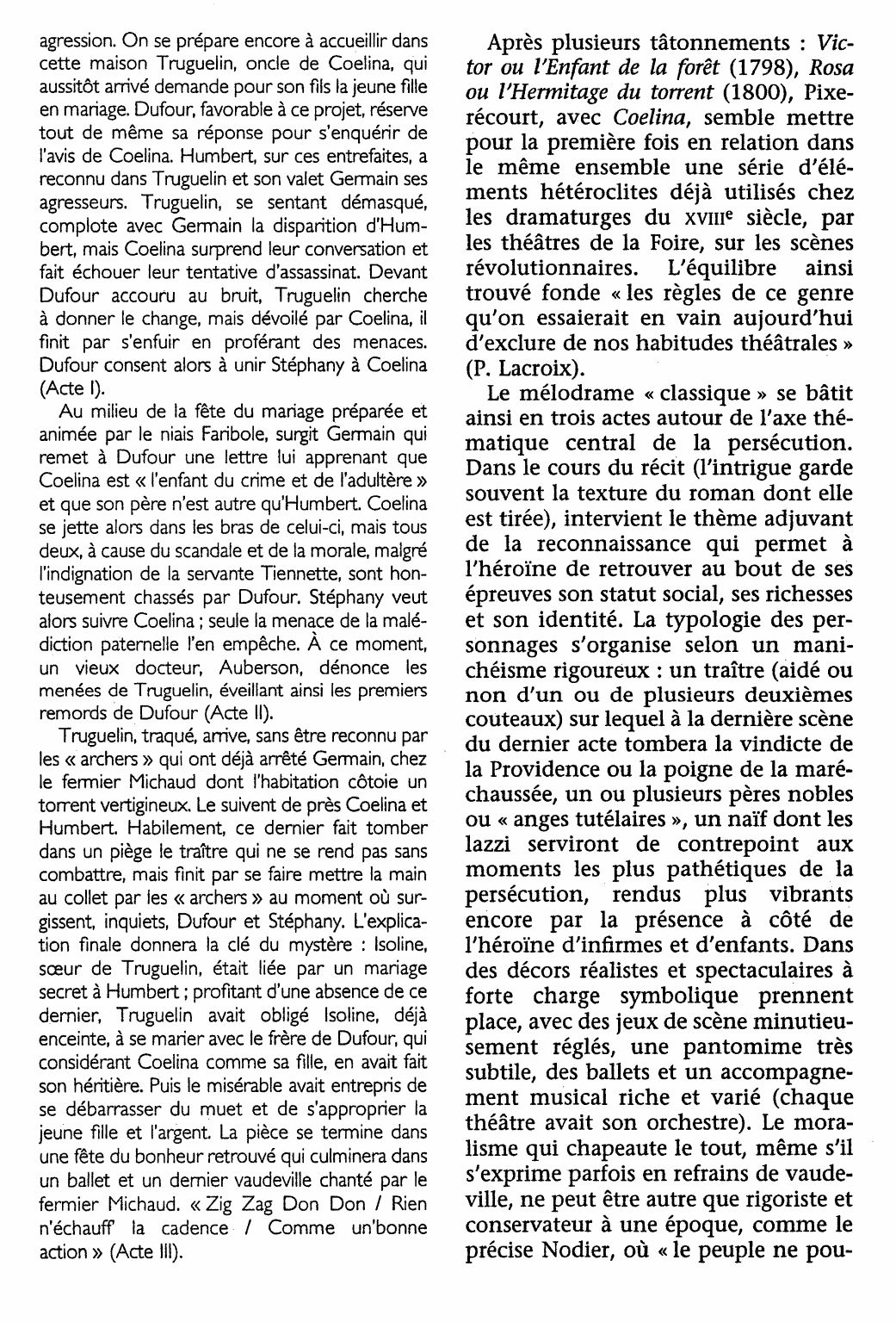 Prévisualisation du document COELiNA ou l'Enfant du mystère de René Charles Guilbert de Pixerécourt  (résumé de l'oeuvre & analyse détaillée)