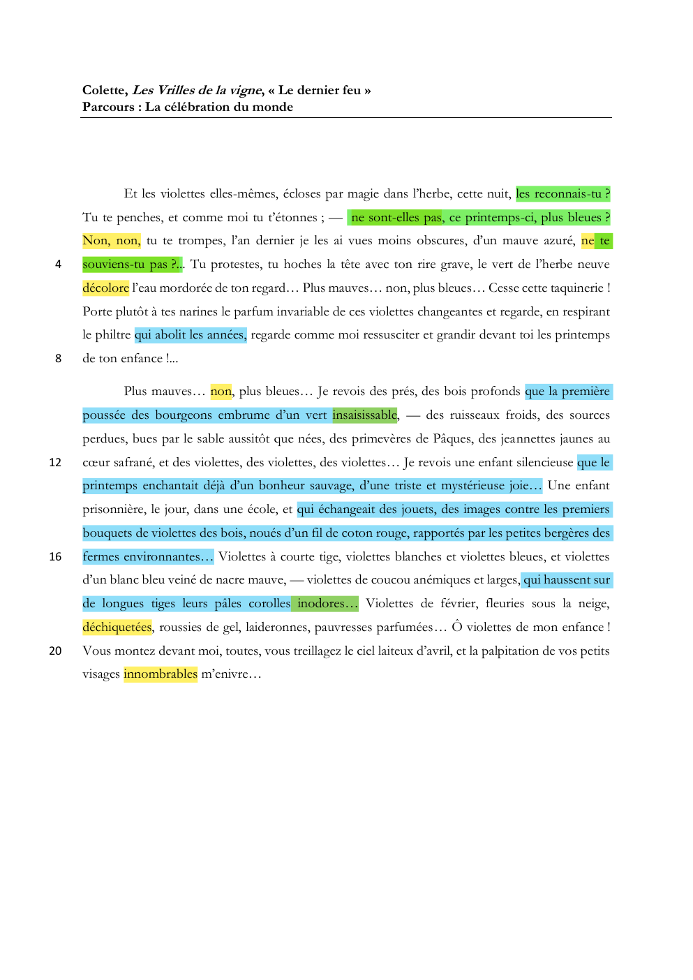 Prévisualisation du document Colette, Les Vrilles de la vigne, « Le dernier feu »