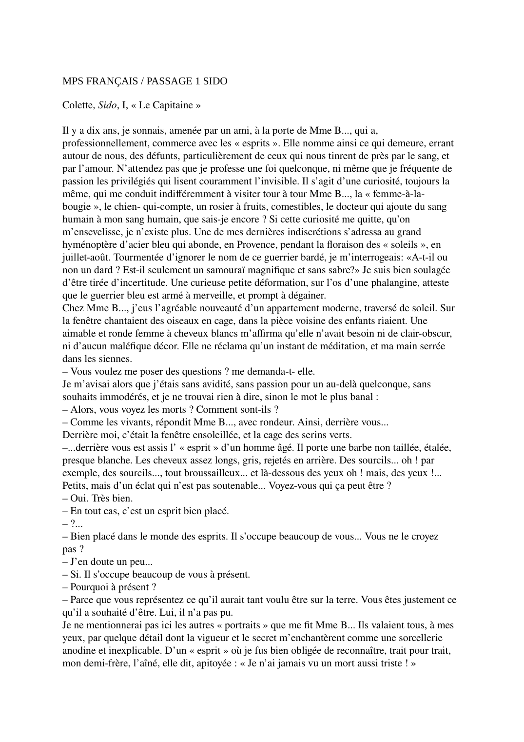 Prévisualisation du document Colette, Sido, I, « Le Capitaine »
