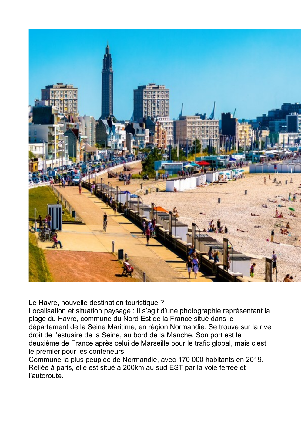 Prévisualisation du document Colle de géographie sur le tourisme au Havre