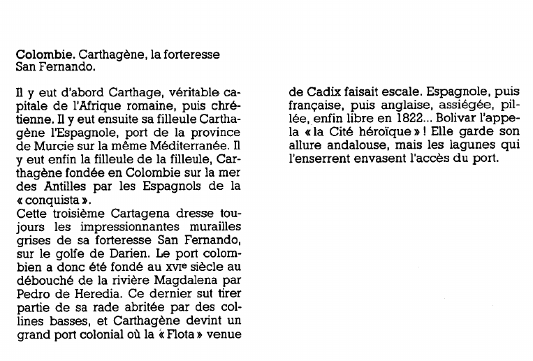 Prévisualisation du document Colombie. Carthagène, la forteresse San Fernando.
