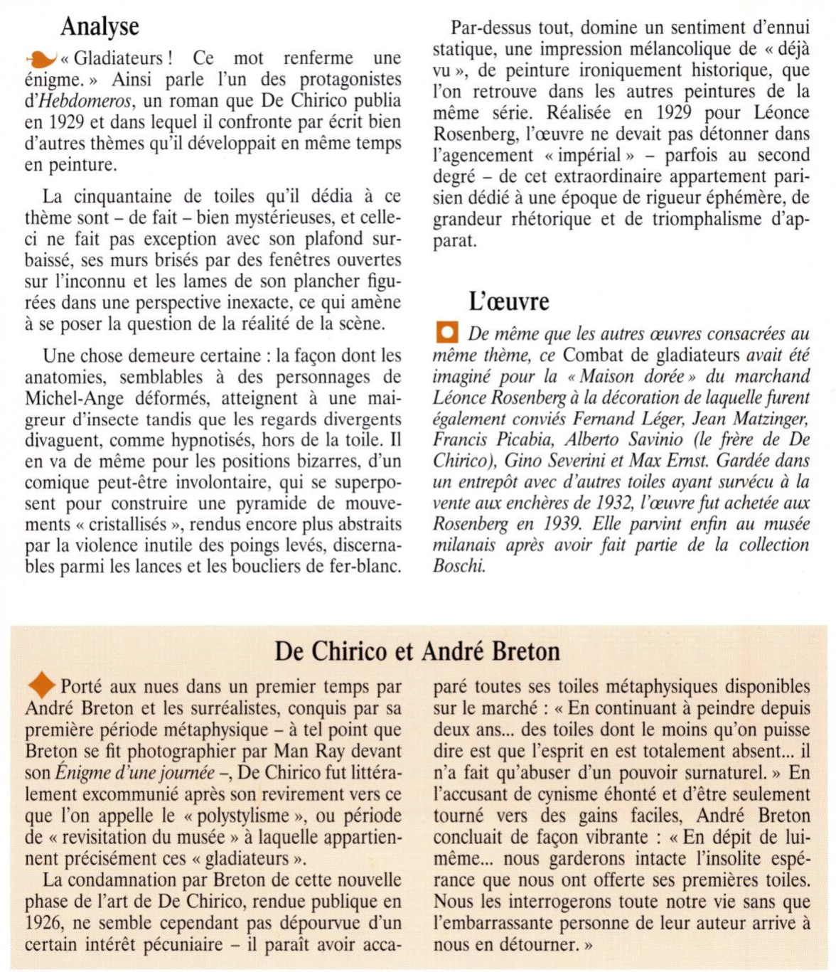 Prévisualisation du document COMBAT DE GLADIATEURS de DE CHIRICO