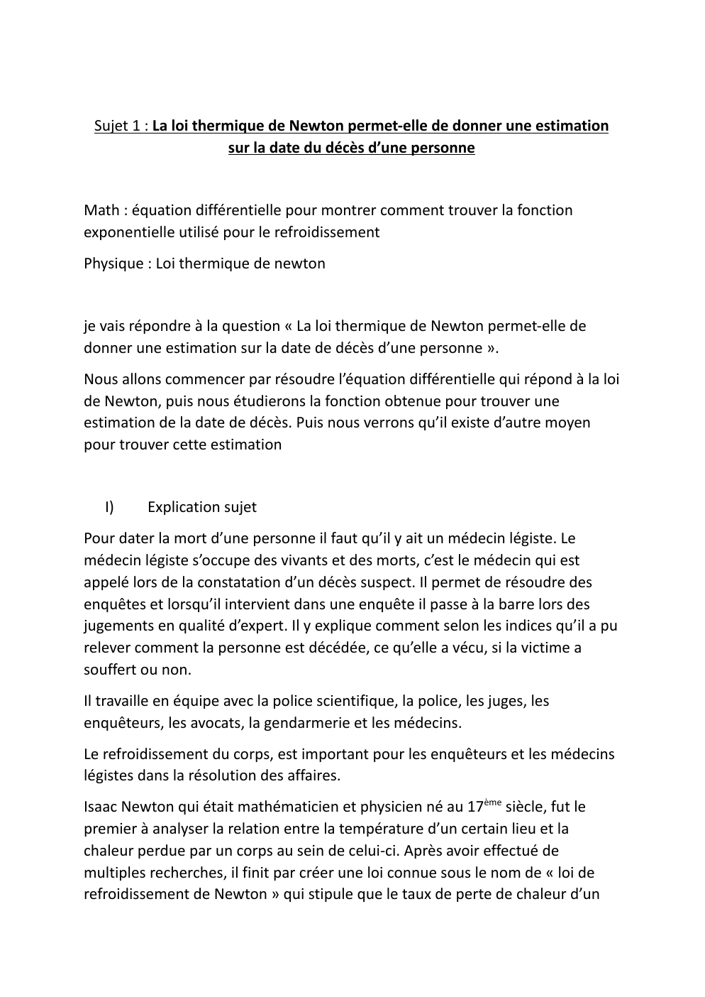 Prévisualisation du document Comment dater le décès d’une personne grâce à la loi de thermodynamique de newton