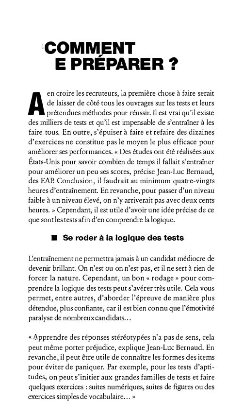 Prévisualisation du document : COMMENT
EPRÉPARER?

A

en croire les recruteurs, la première chose à faire serait
de laisser de côté· tous les...