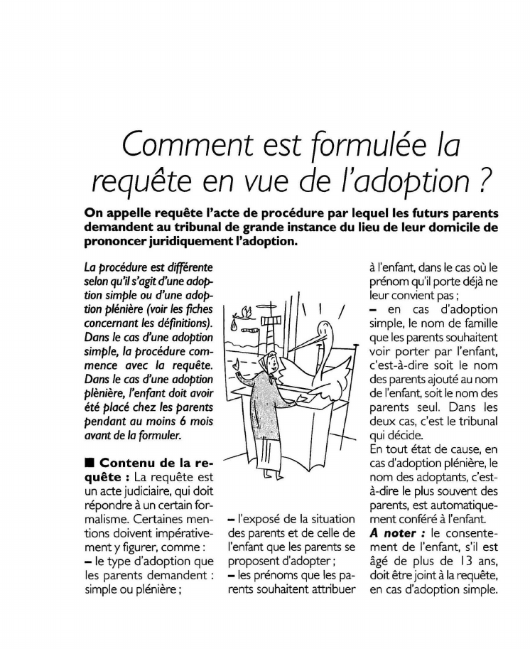 Prévisualisation du document Comment est formulée larequête en vue de l'adoption ?