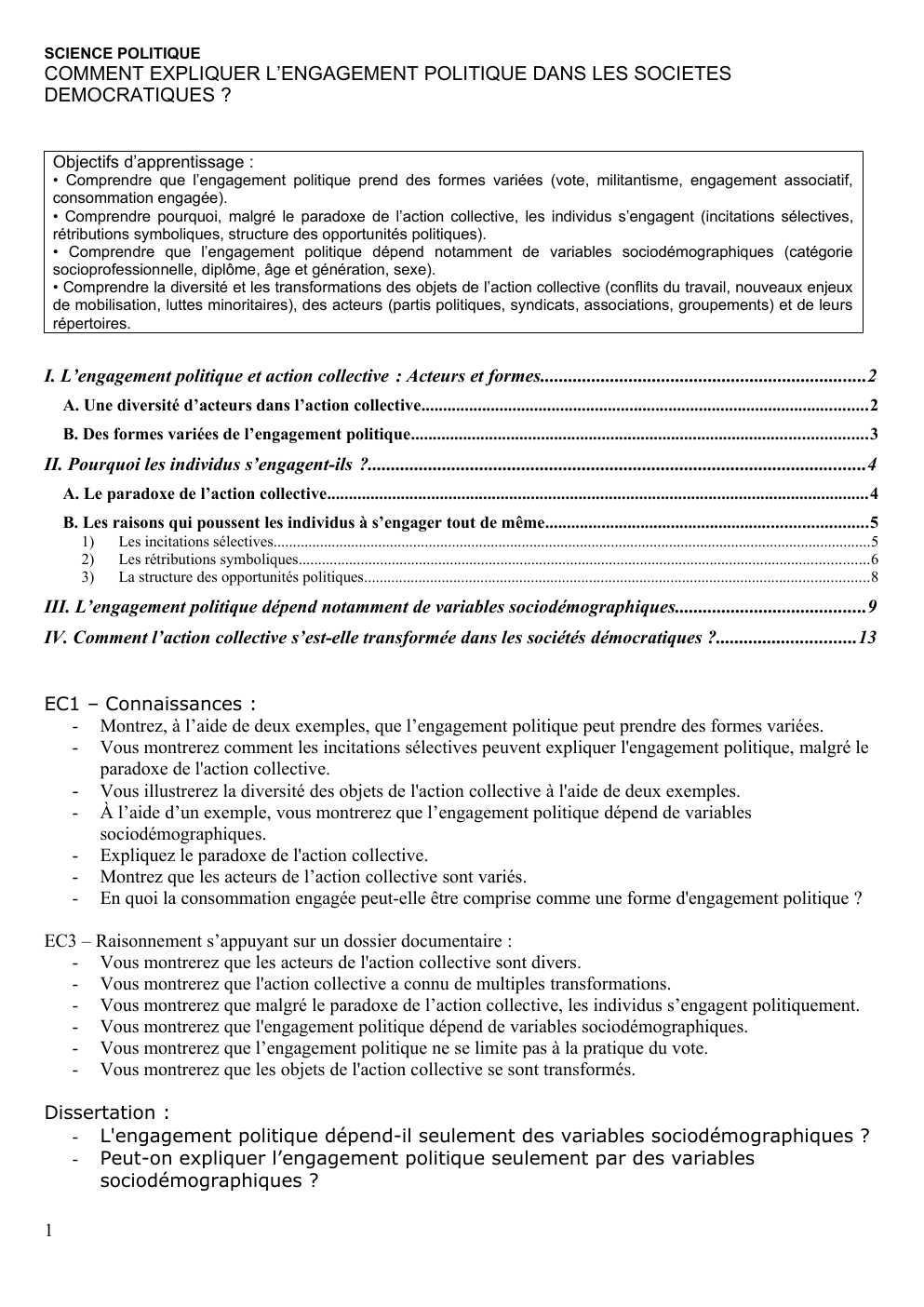 Prévisualisation du document COMMENT EXPLIQUER L’ENGAGEMENT POLITIQUE DANS LES SOCIETES DEMOCRATIQUES ?