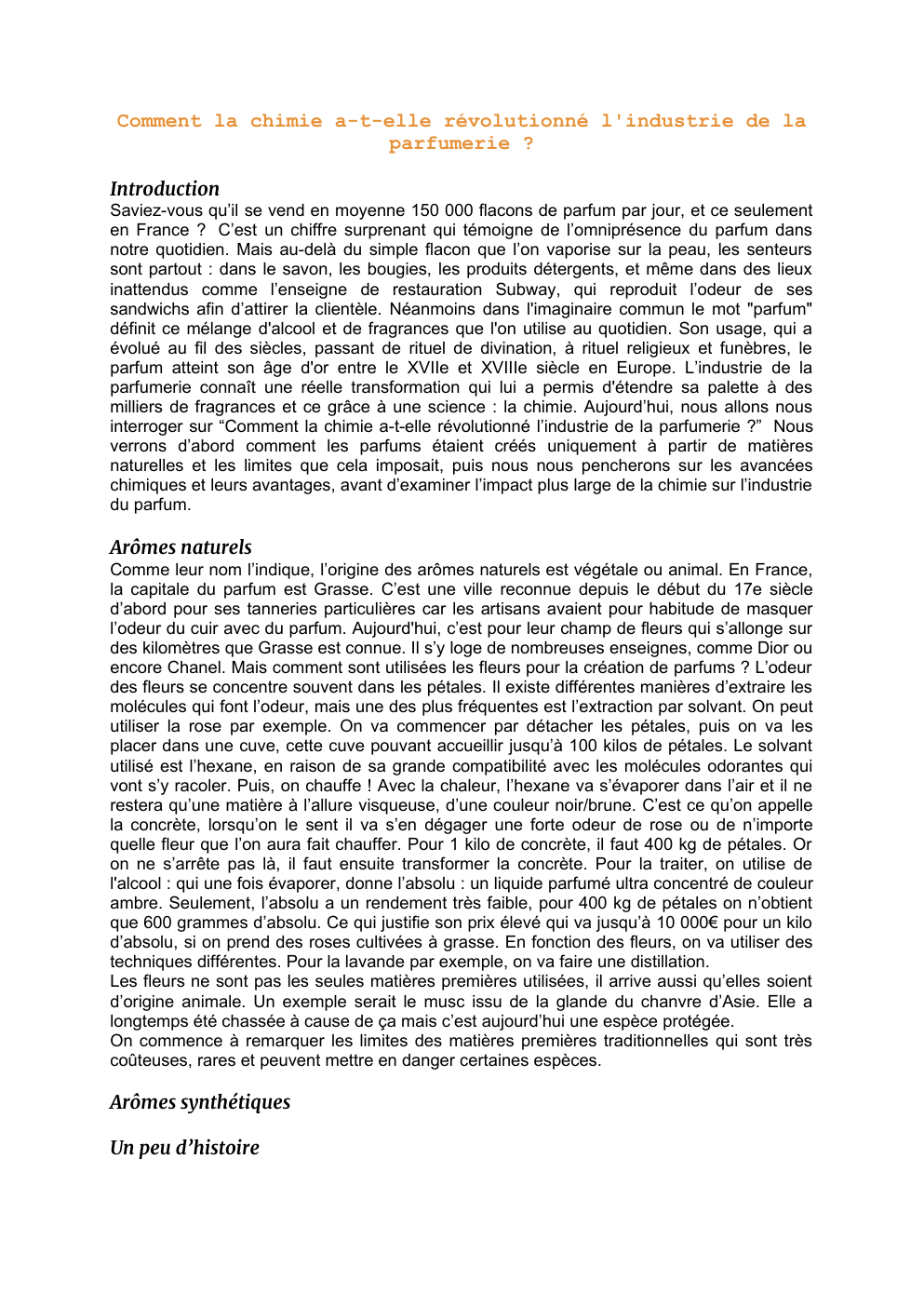 Prévisualisation du document Comment la chimie a-t-elle révolutionné l'industrie de la parfumerie ?