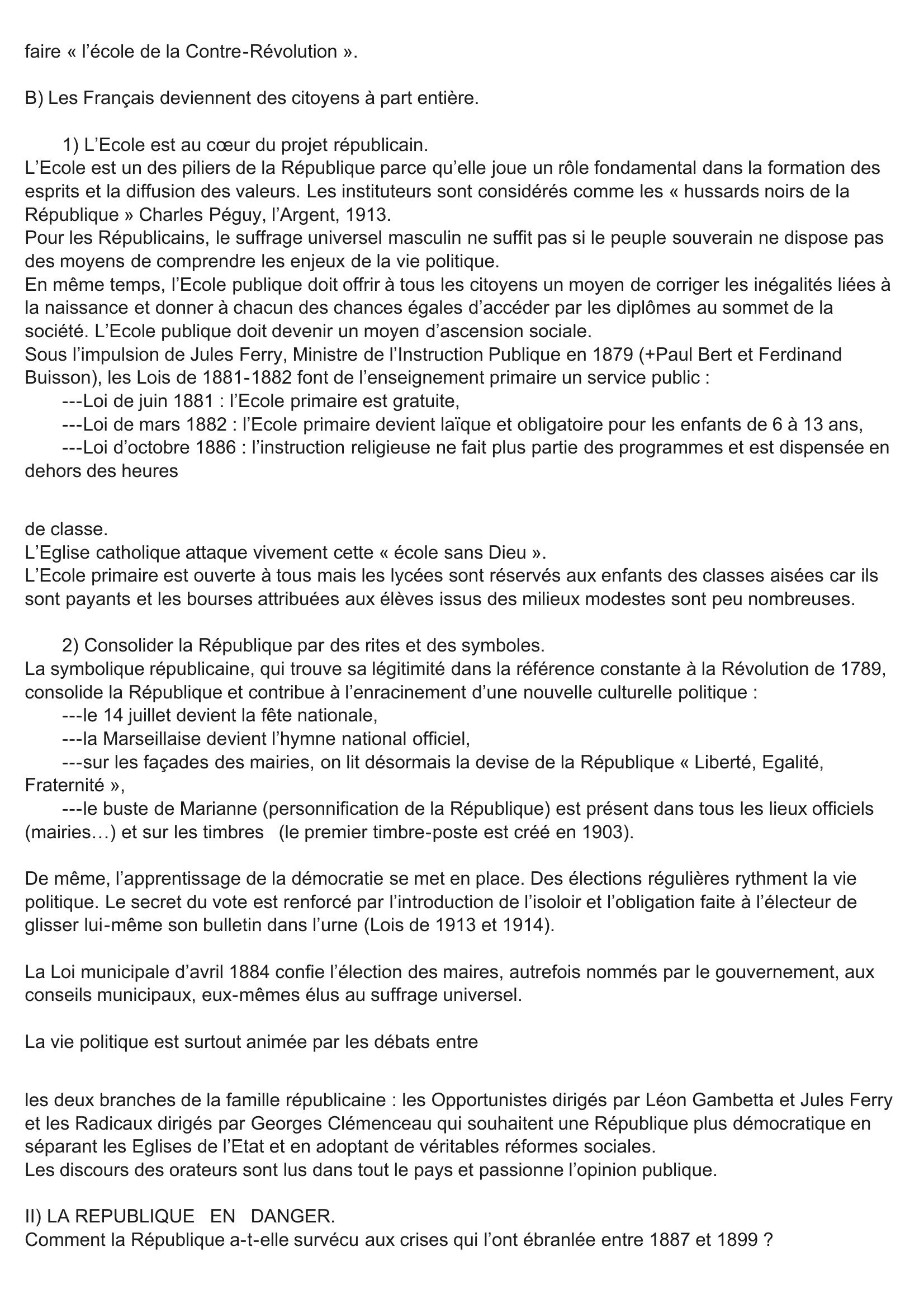 Prévisualisation du document Comment la République s'est-elle enracinée en France (1879-1914) ? (Politique)