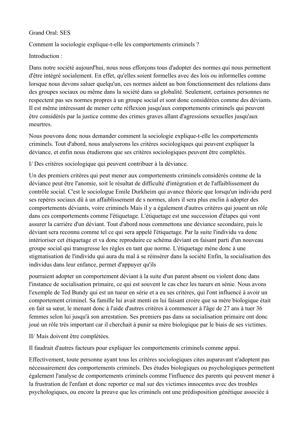 Prévisualisation du document Comment la sociologie explique-t-elle les comportements criminels ? Introduction :