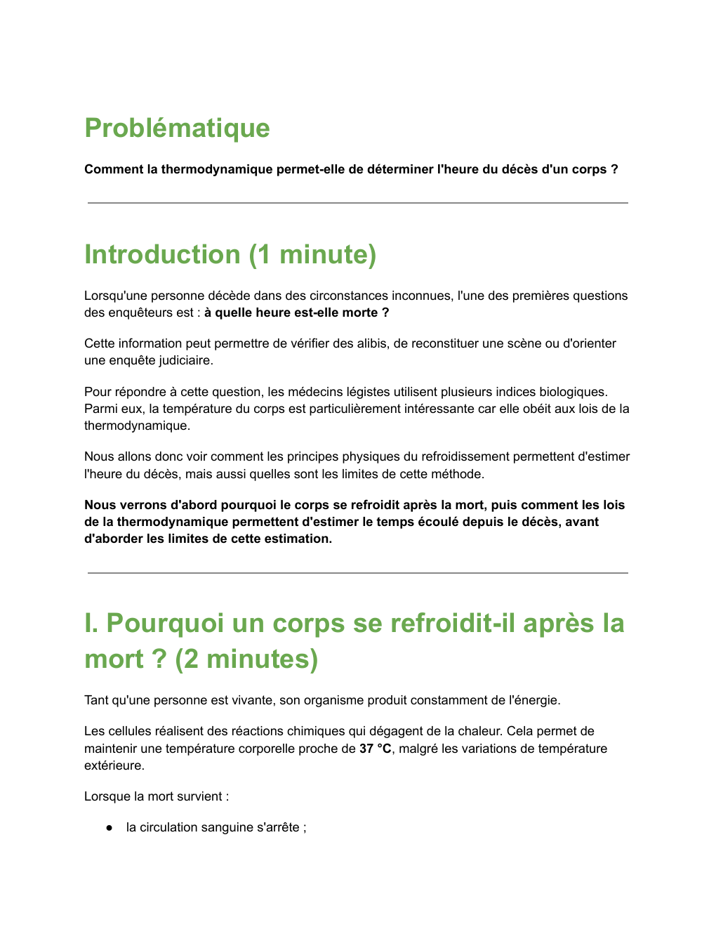 Prévisualisation du document Comment la thermodynamique permet-elle de déterminer l'heure du décès d'un corps ?