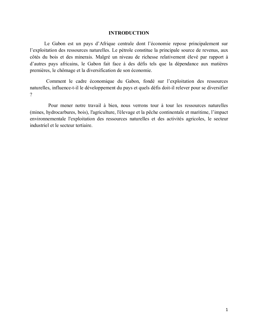 Prévisualisation du document Comment le cadre économique du Gabon, fondé sur l’exploitation des ressources naturelles, influence-t-il le développement du pays et quels défis doit-il relever pour se diversifier ?