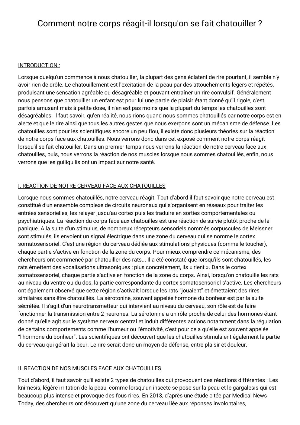 Prévisualisation du document Comment le corps réagit lorsqu’il se fait chatouillé