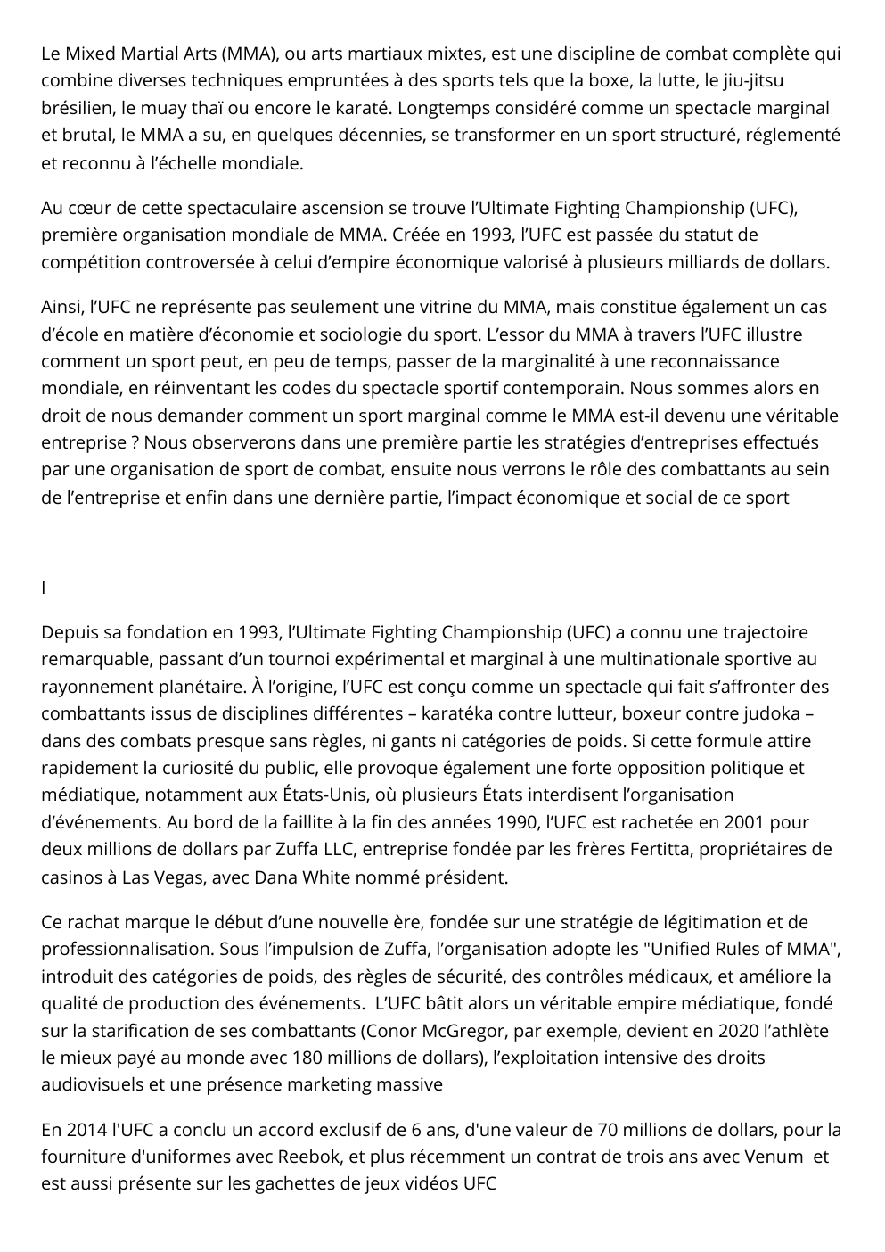 Prévisualisation du document Comment le MMA est-il devenu une entreprise