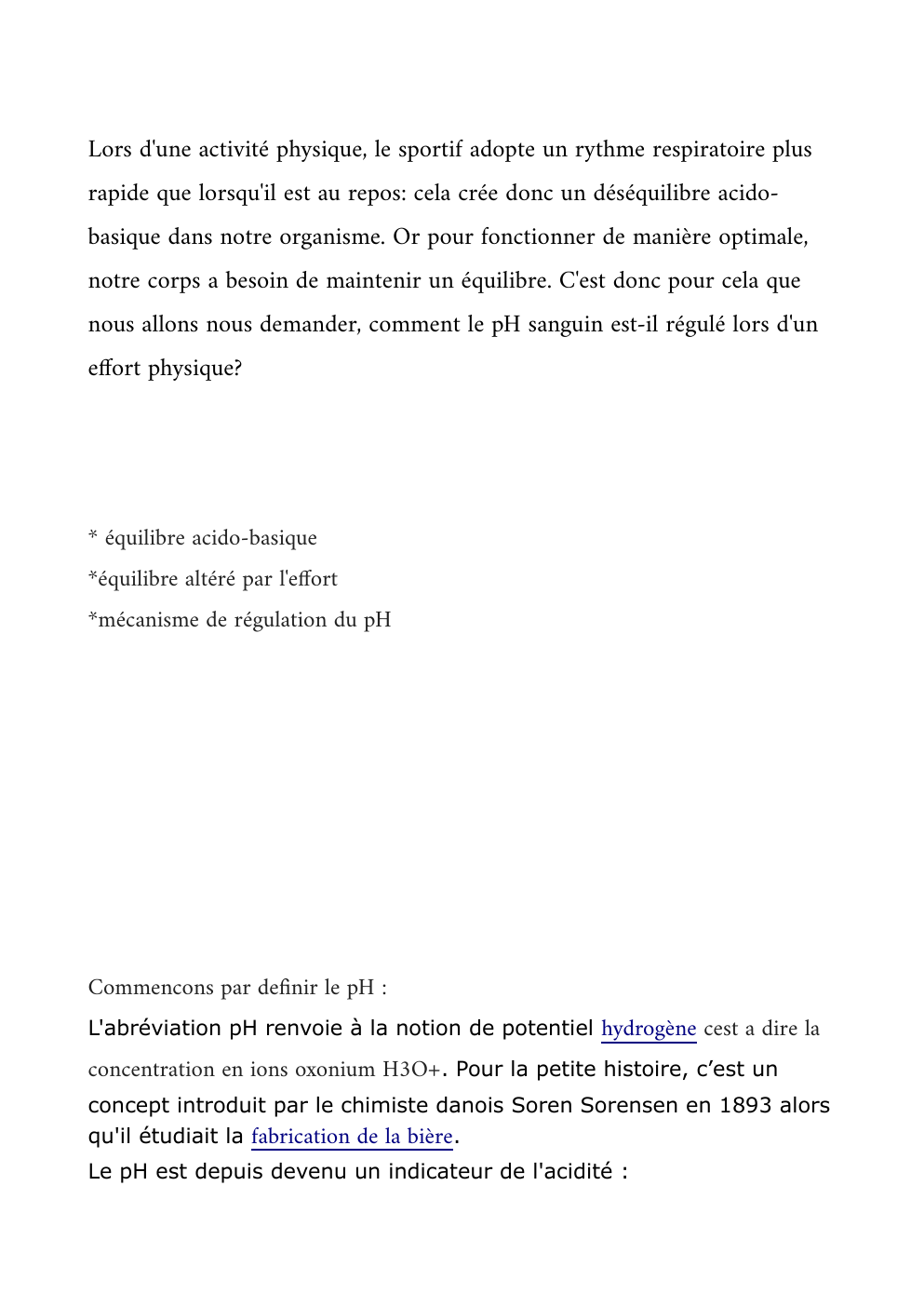 Prévisualisation du document Comment le pH se régule-t-il lors d'un effort physique ?