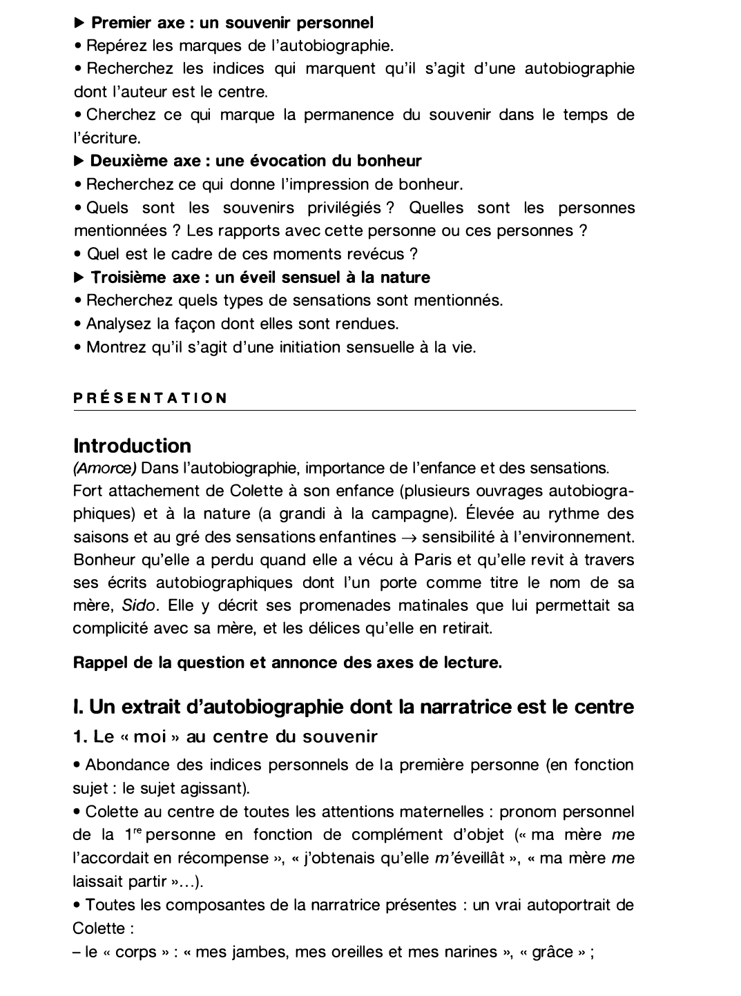 Prévisualisation du document ► Comment le récit autobiographique permet-il de revivre un bonheur passé dans toute son intensité, notamment sensorielle ?