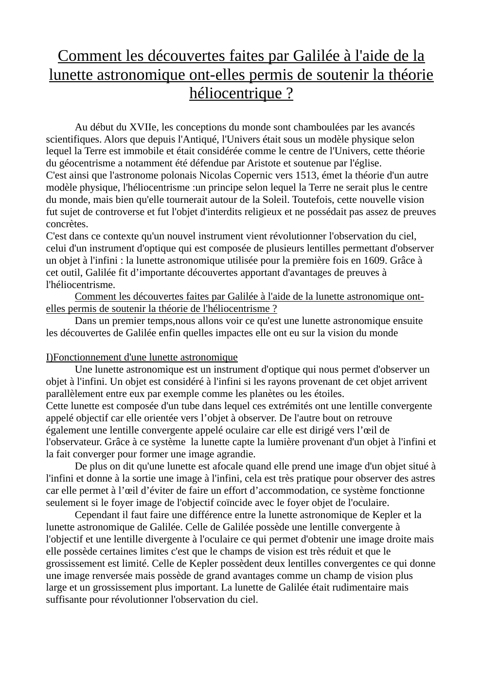 Prévisualisation du document Comment les découvertes faites par Galilée à l'aide de la lunette astronomique ont-elles permis de soutenir la théorie héliocentrique ?