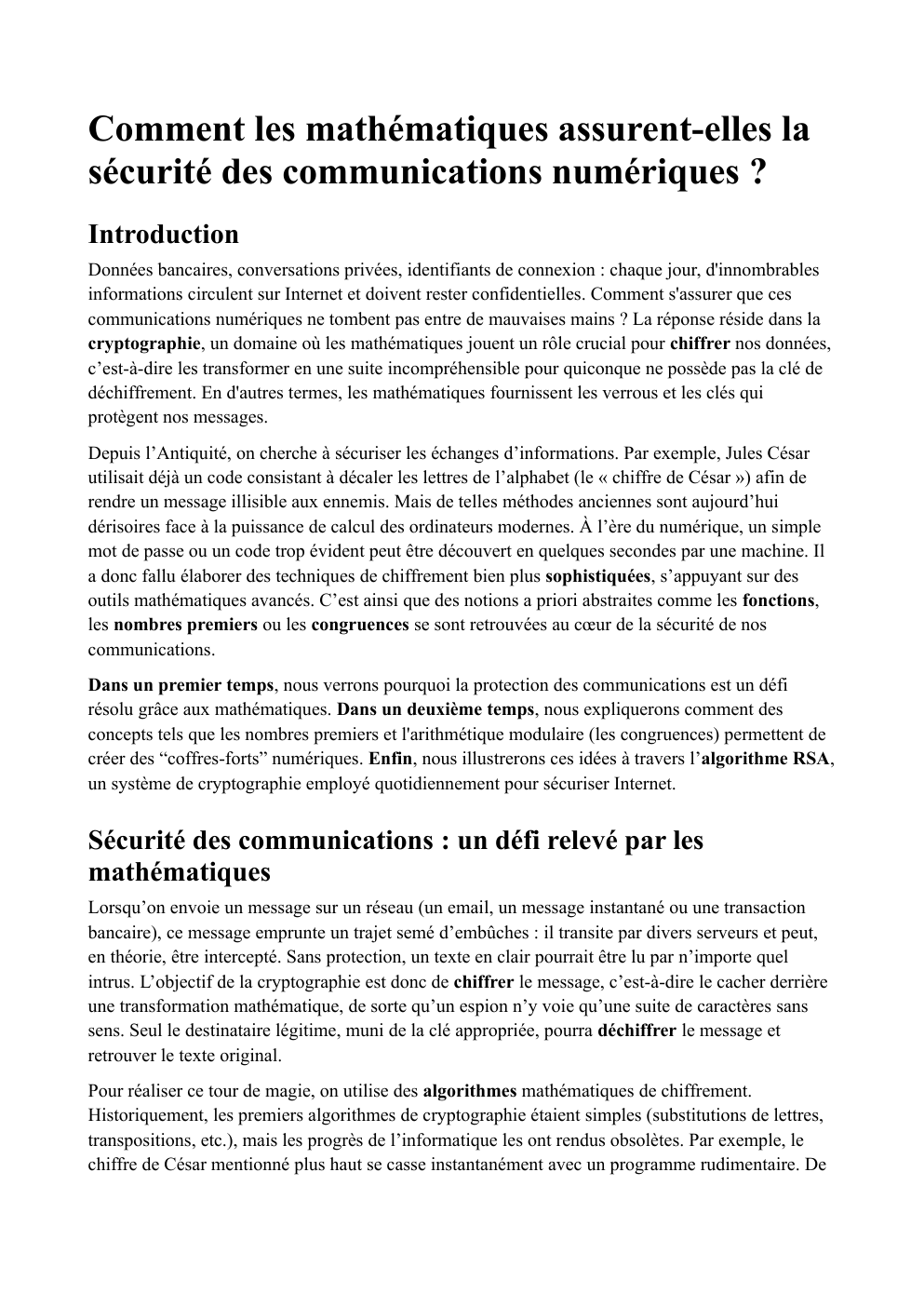 Prévisualisation du document Comment les mathématiques assurent-elles la sécurité des communications numériques ?