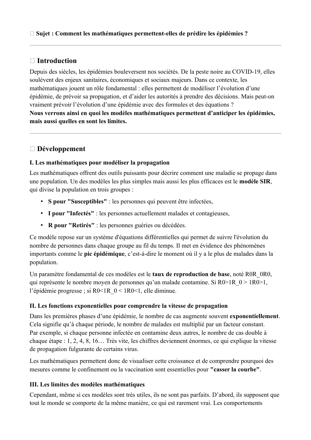 Prévisualisation du document Comment les mathématiques permettent-elles de prédire les épidémies ?
