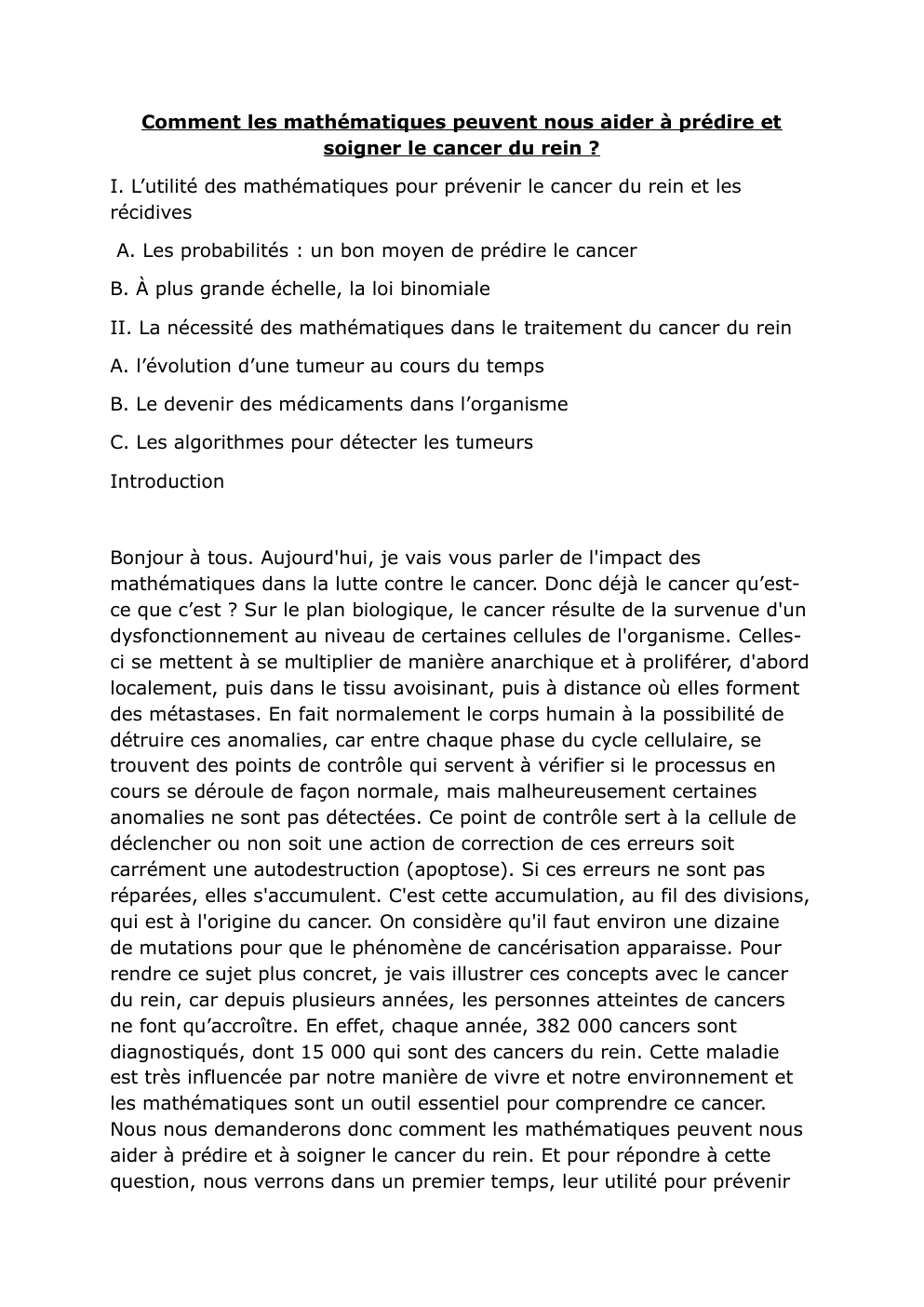 Prévisualisation du document Comment les mathématiques peuvent nous aider à prédire et soigner le cancer du rein ?