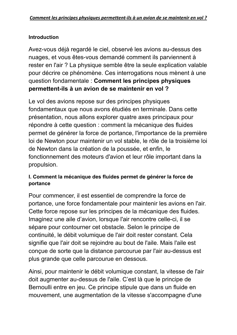 Prévisualisation du document Comment les principes physiques permettent ils à un avion de se maintenir en vol ?