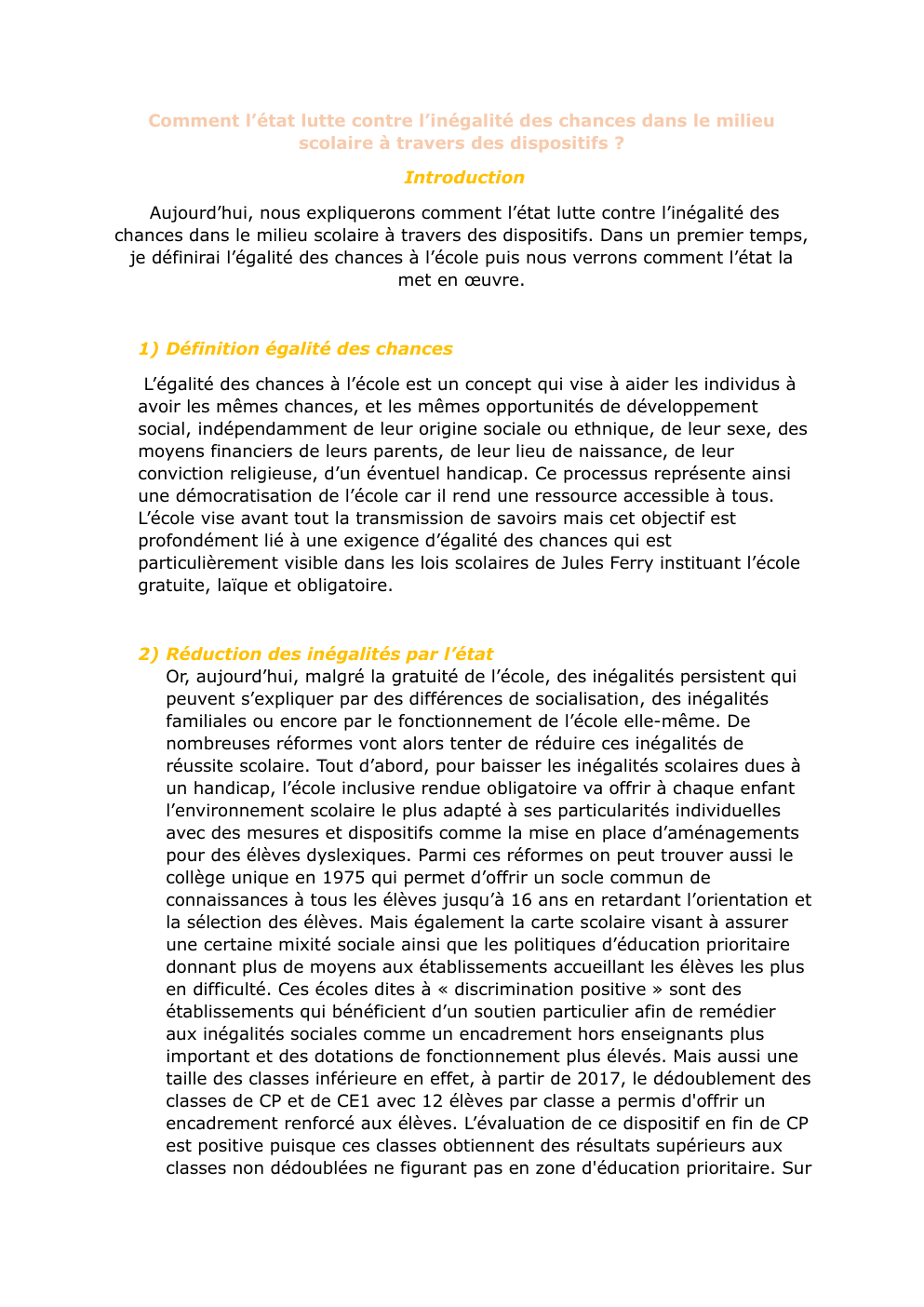 Prévisualisation du document Comment l’état lutte contre l’inégalité des chances dans le milieu scolaire à travers des dispositifs ?