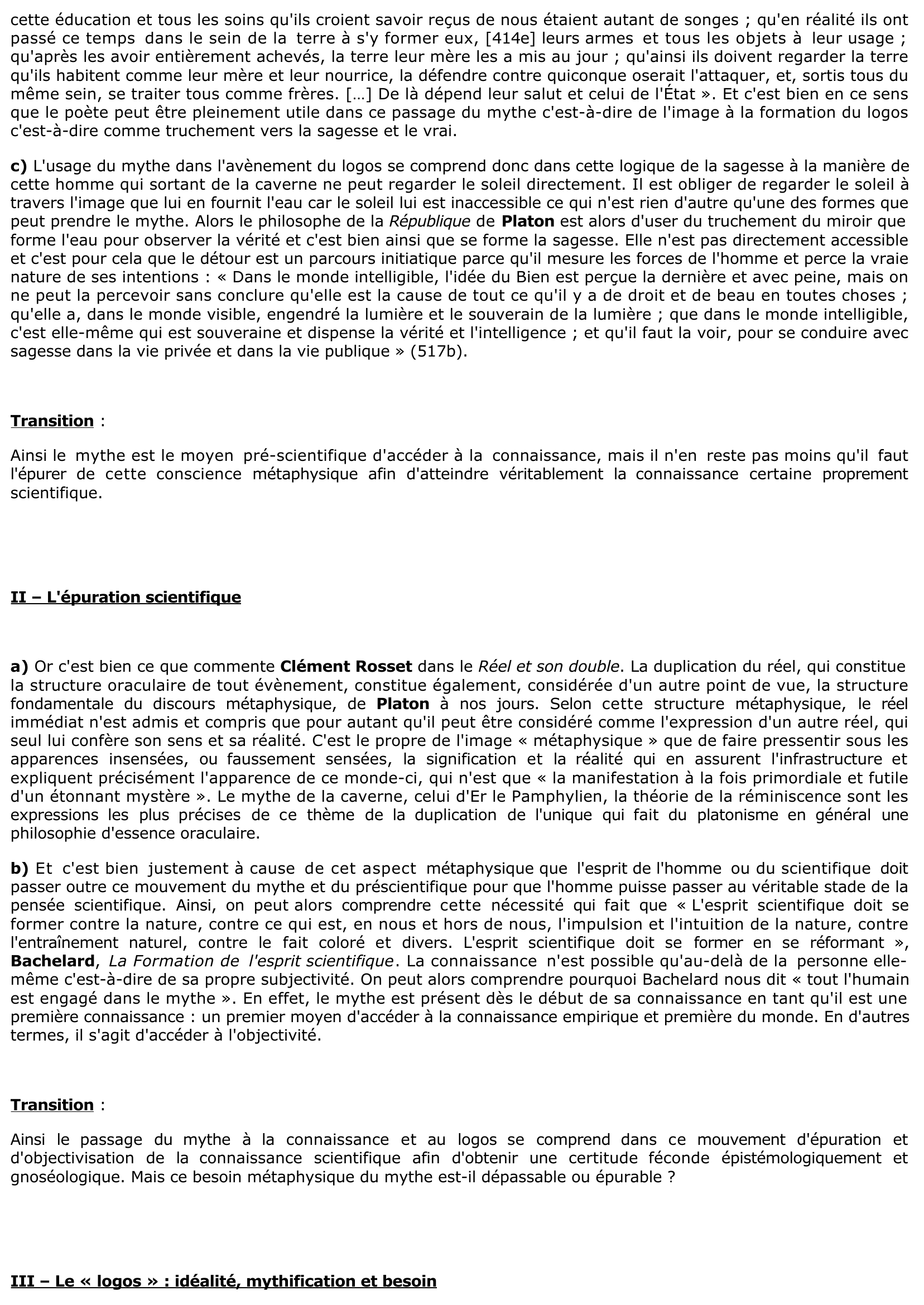 Prévisualisation du document Comment s'effectue le passage du mythe au « logos »	?