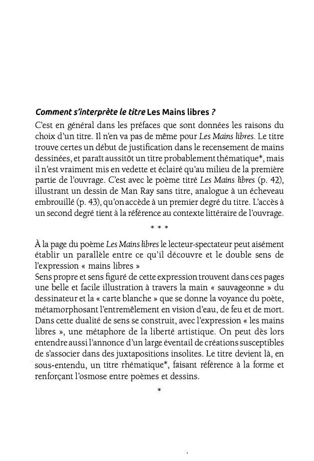 Prévisualisation du document Comment s'interprète le titre Les Mains libres?
C'est en général dans les préfaces que sont données les raisons du
choix...