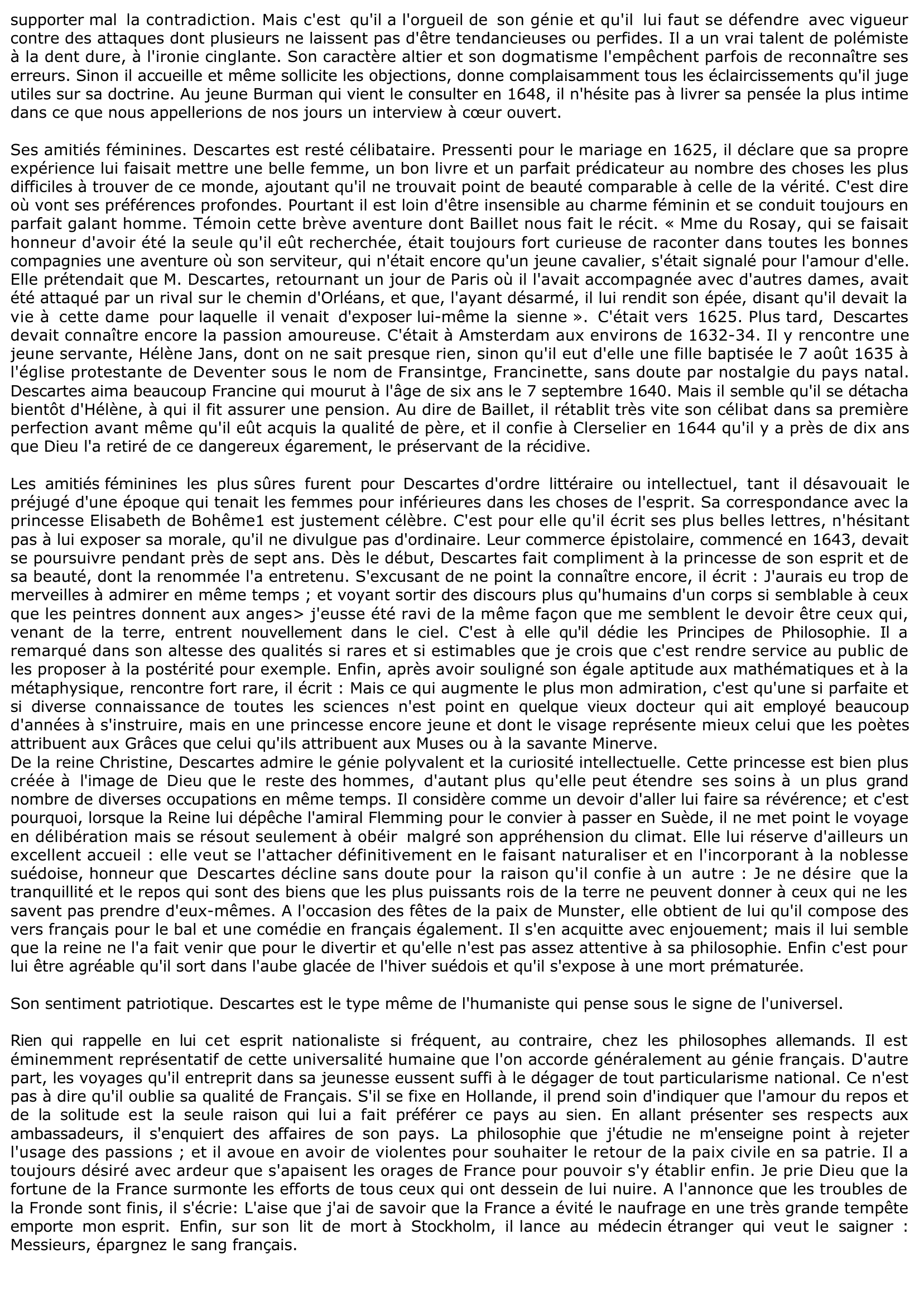 Prévisualisation du document COMMENT VIVAIT DESCARTES ? SES HABITUDES - SON CARACTÈRE - SES RELATIONS