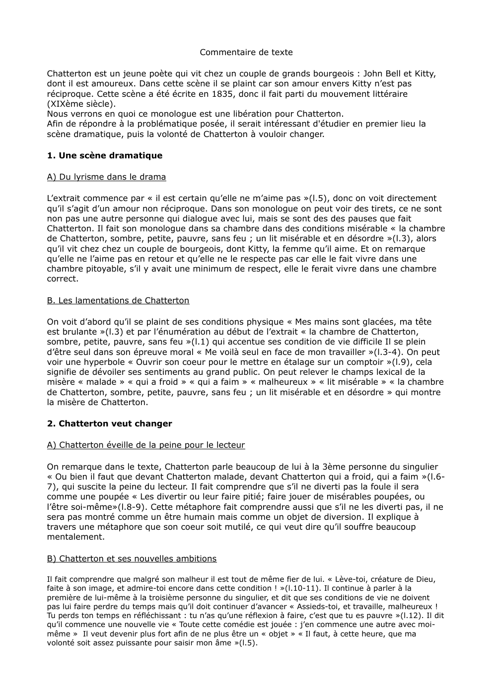 Prévisualisation du document commentaire Alfred de Vigny: Chatterton