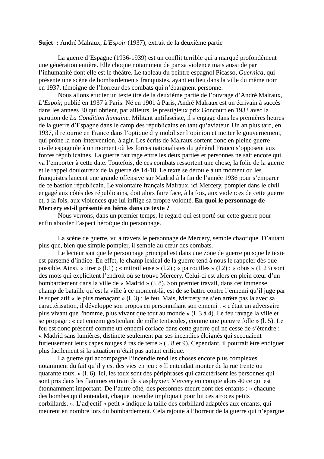 Prévisualisation du document commentaire André Malraux, L'Espoir (1937), extrait de la deuxième partie