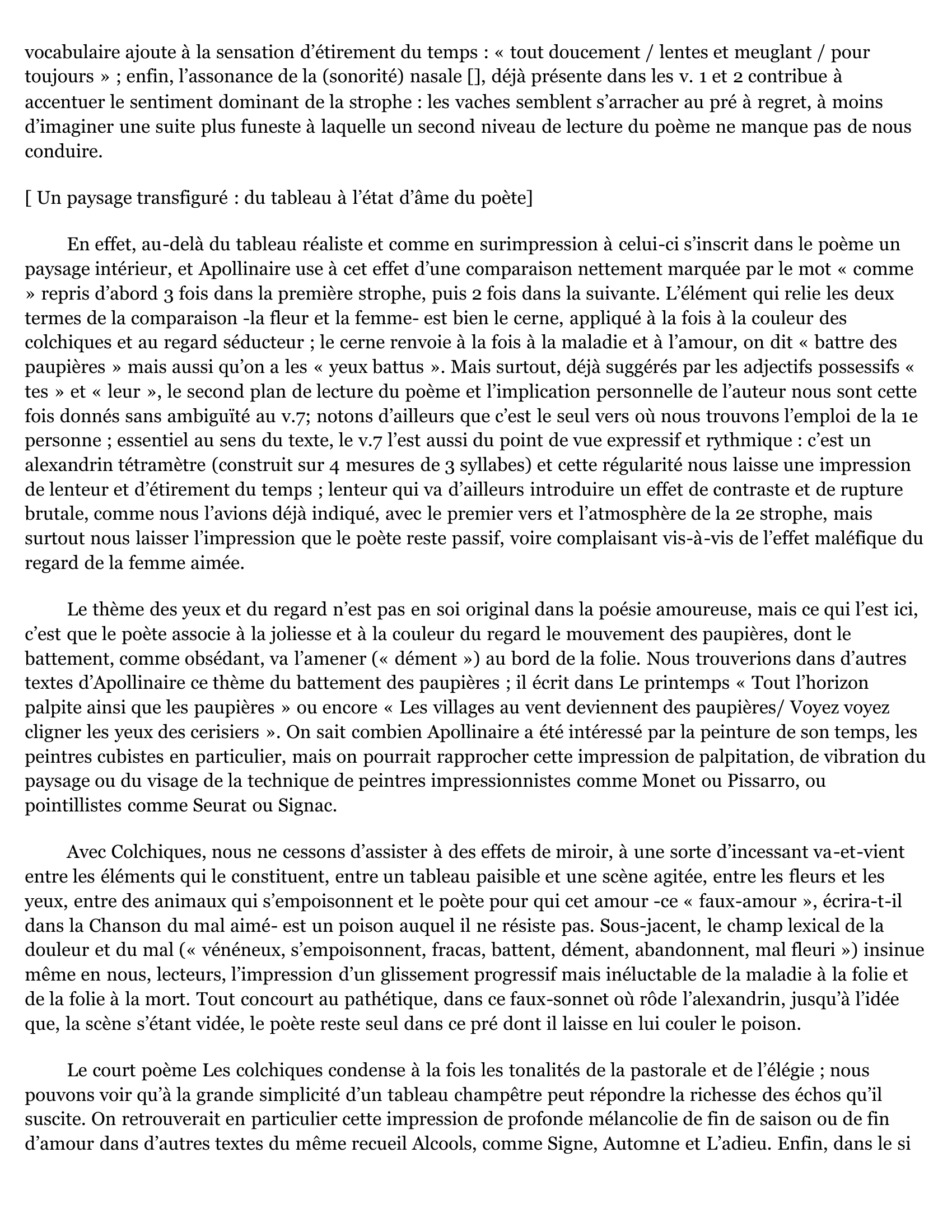 Prévisualisation du document COMMENTAIRE - Apollinaire, Les Colchiques (Eléments pour un corrigé).