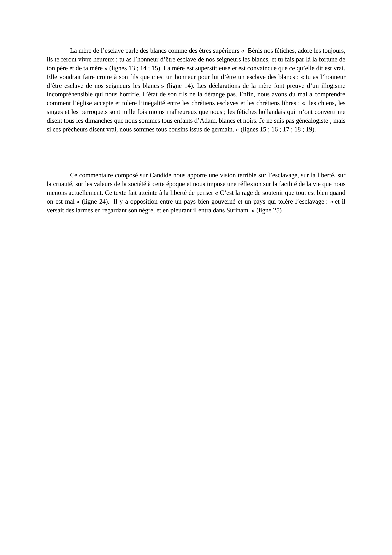 Prévisualisation du document Commentaire CANDIDE, Le nègre de Surinam - Voltaire