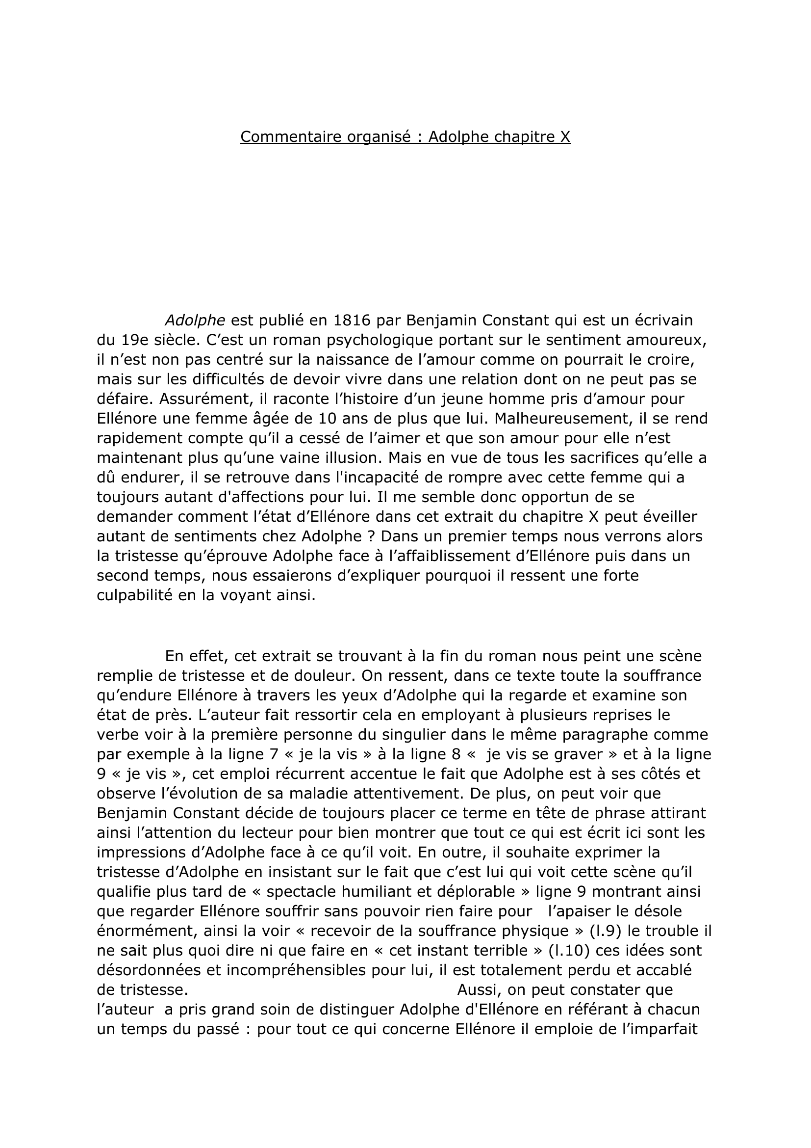 Prévisualisation du document Commentaire chapitre 10 Adolphe