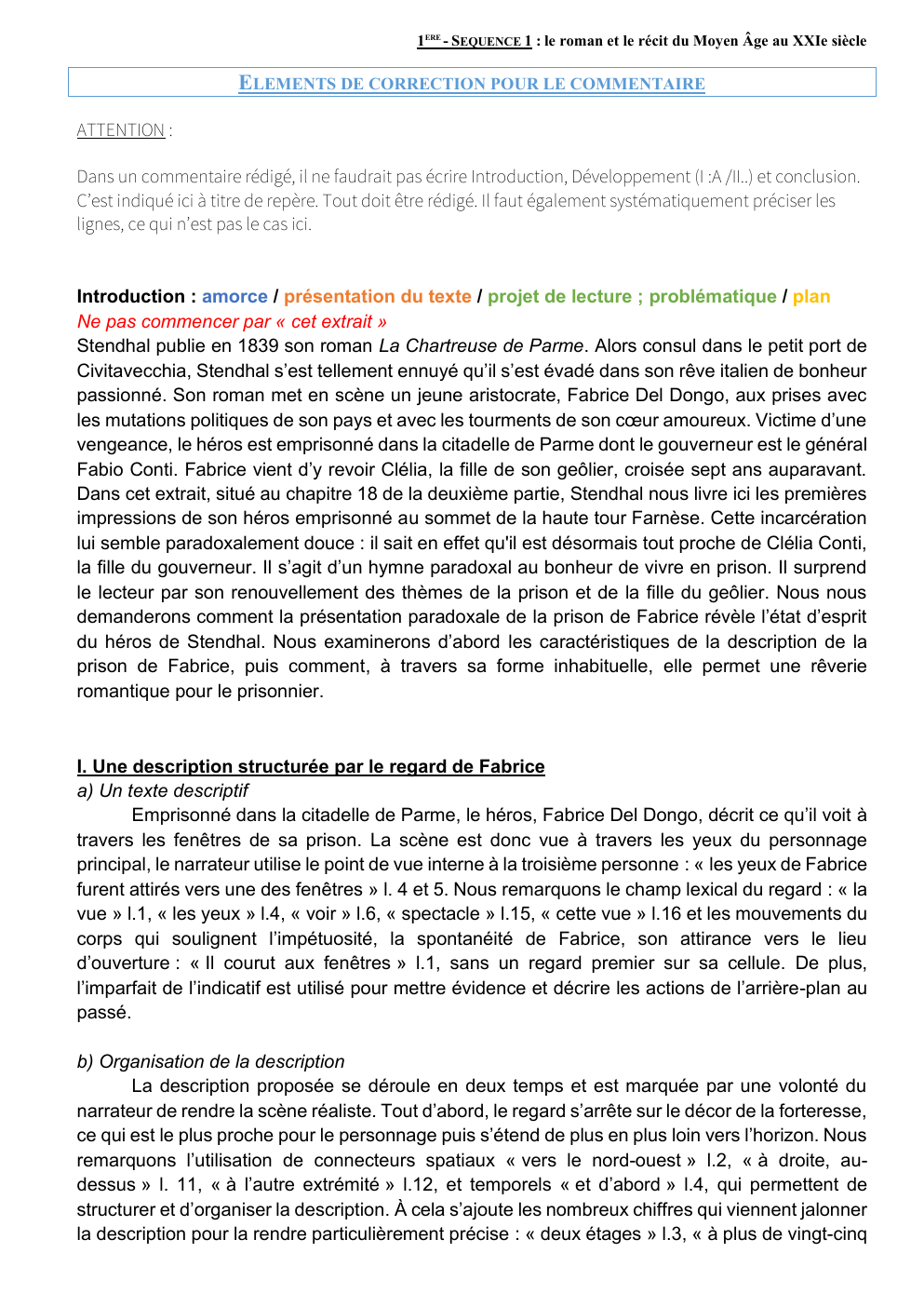 Prévisualisation du document commentaire Chartreuse de Parme Stendhal chapitre 18
