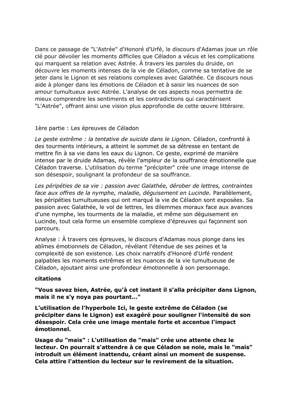 Prévisualisation du document commentaire composé de "L'Astrée" d'Honoré d'Urfé