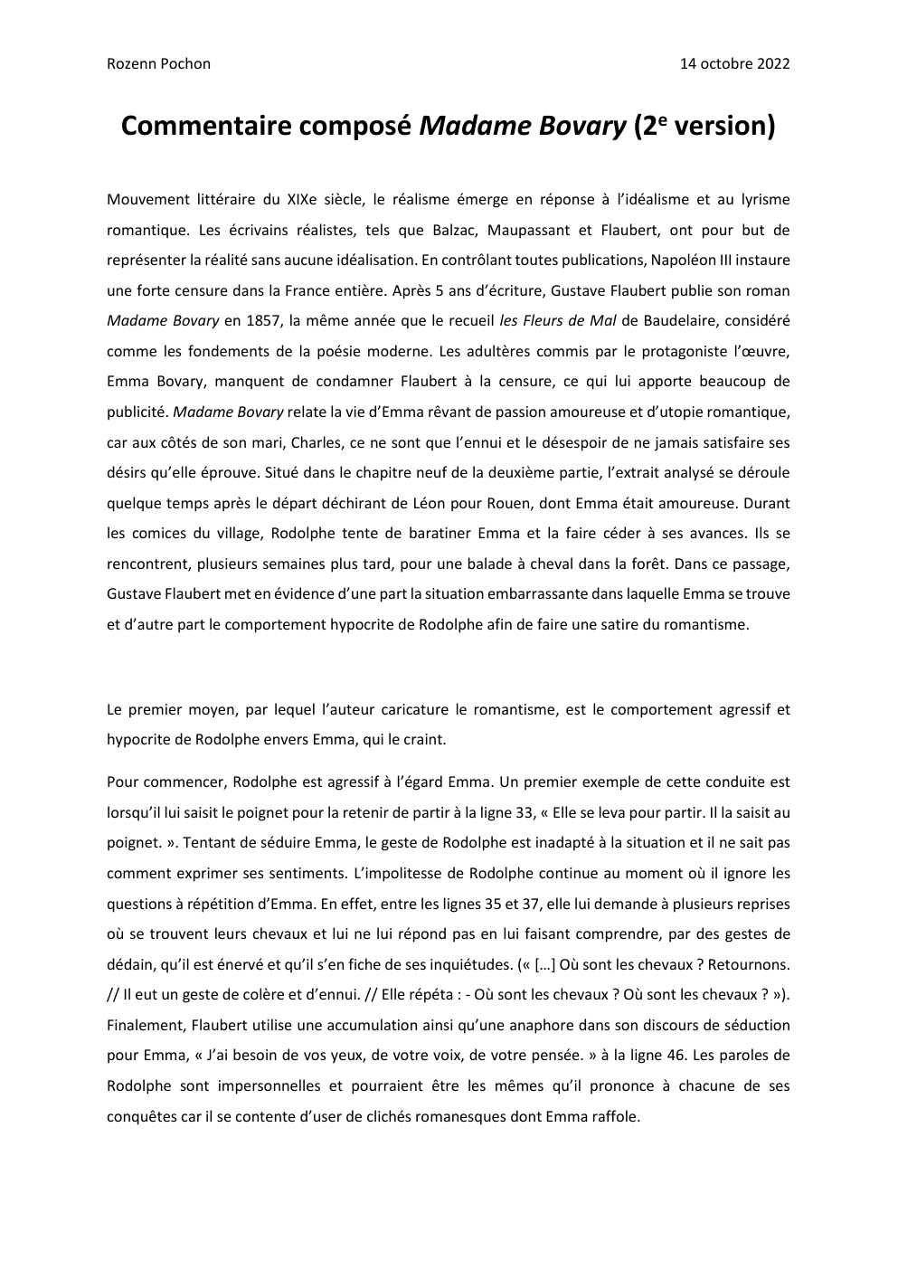 Prévisualisation du document Commentaire composé de Madame Bovary et Rodolphe