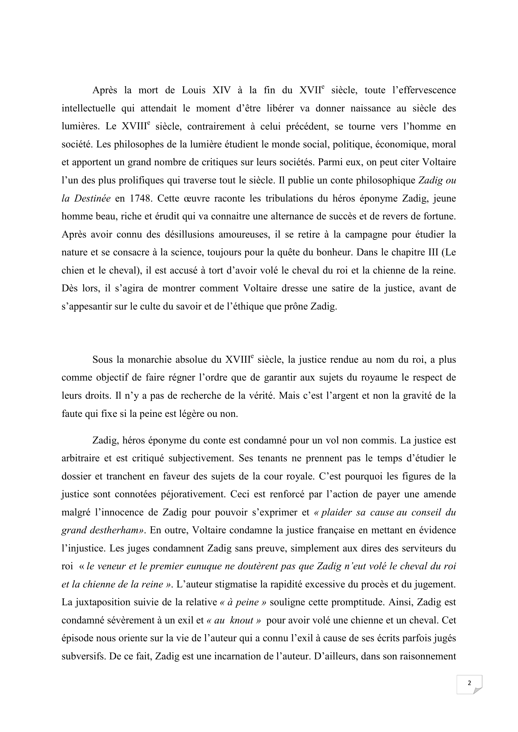 Prévisualisation du document Commentaire composé du chapitre III de Zadig de Voltaire
