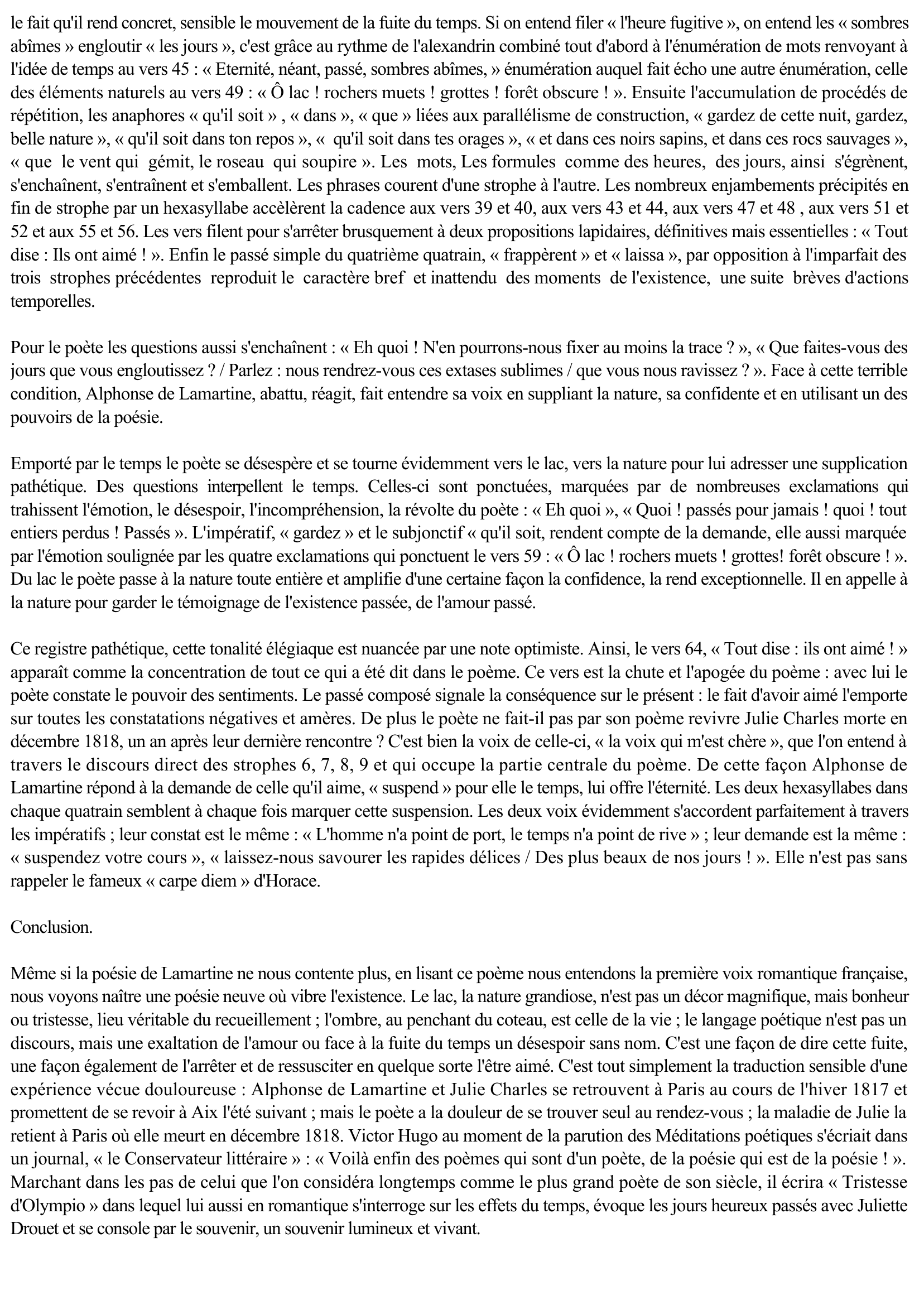 Prévisualisation du document Commentaire composé « du Lac » d'Alphonse de Lamartine
