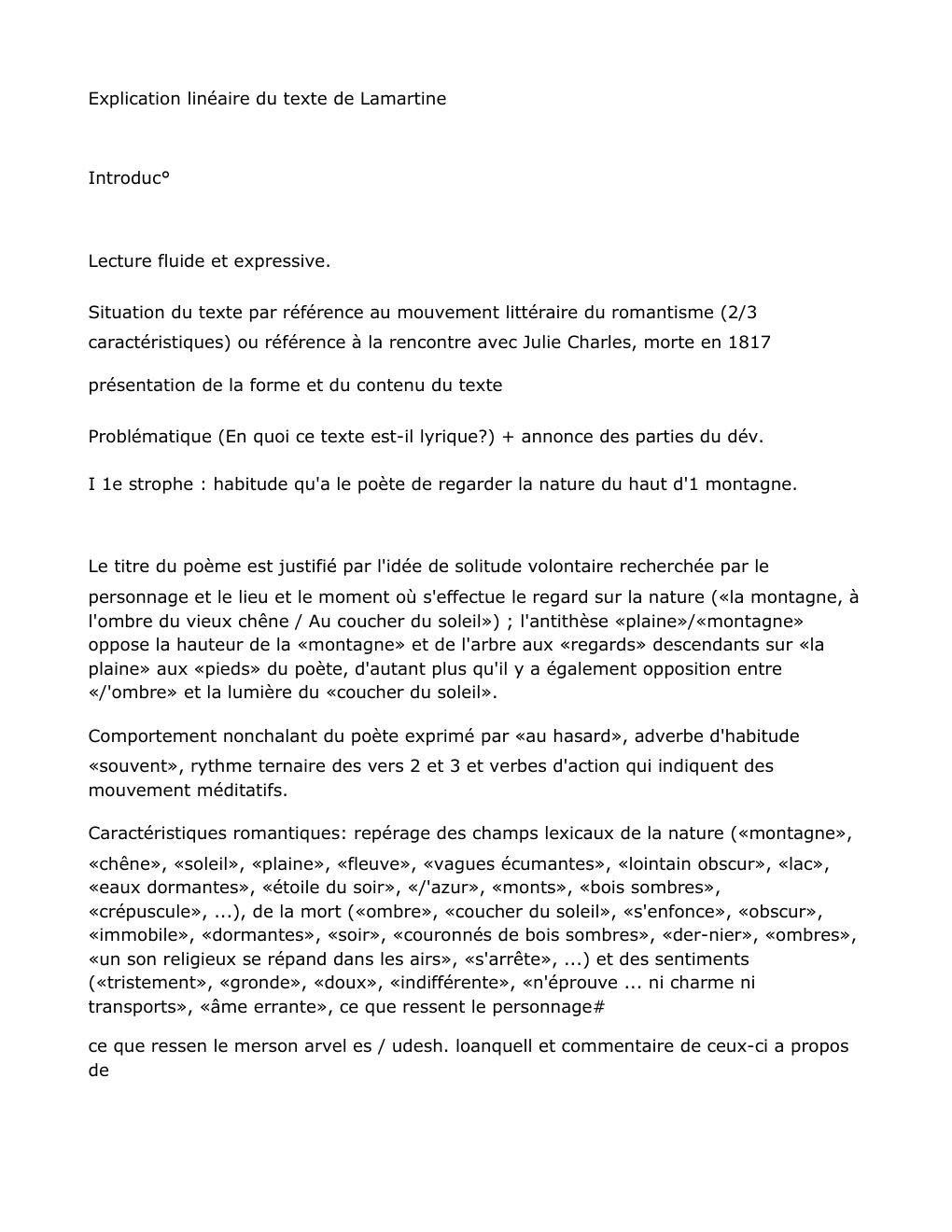 Prévisualisation du document Commentaire Composé du L'Isolement de Lamartine