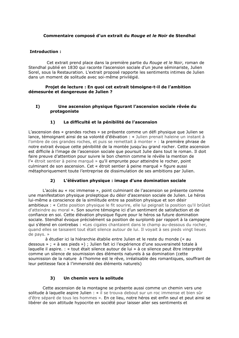 Prévisualisation du document Commentaire composé d’un extrait du Rouge et le Noir de Stendhal

Introduction :
Cet extrait prend place dans la première...