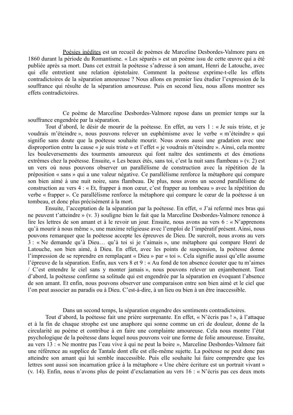 Prévisualisation du document Commentaire composé - Les séparés  de Marceline Desbordes-Valmore
