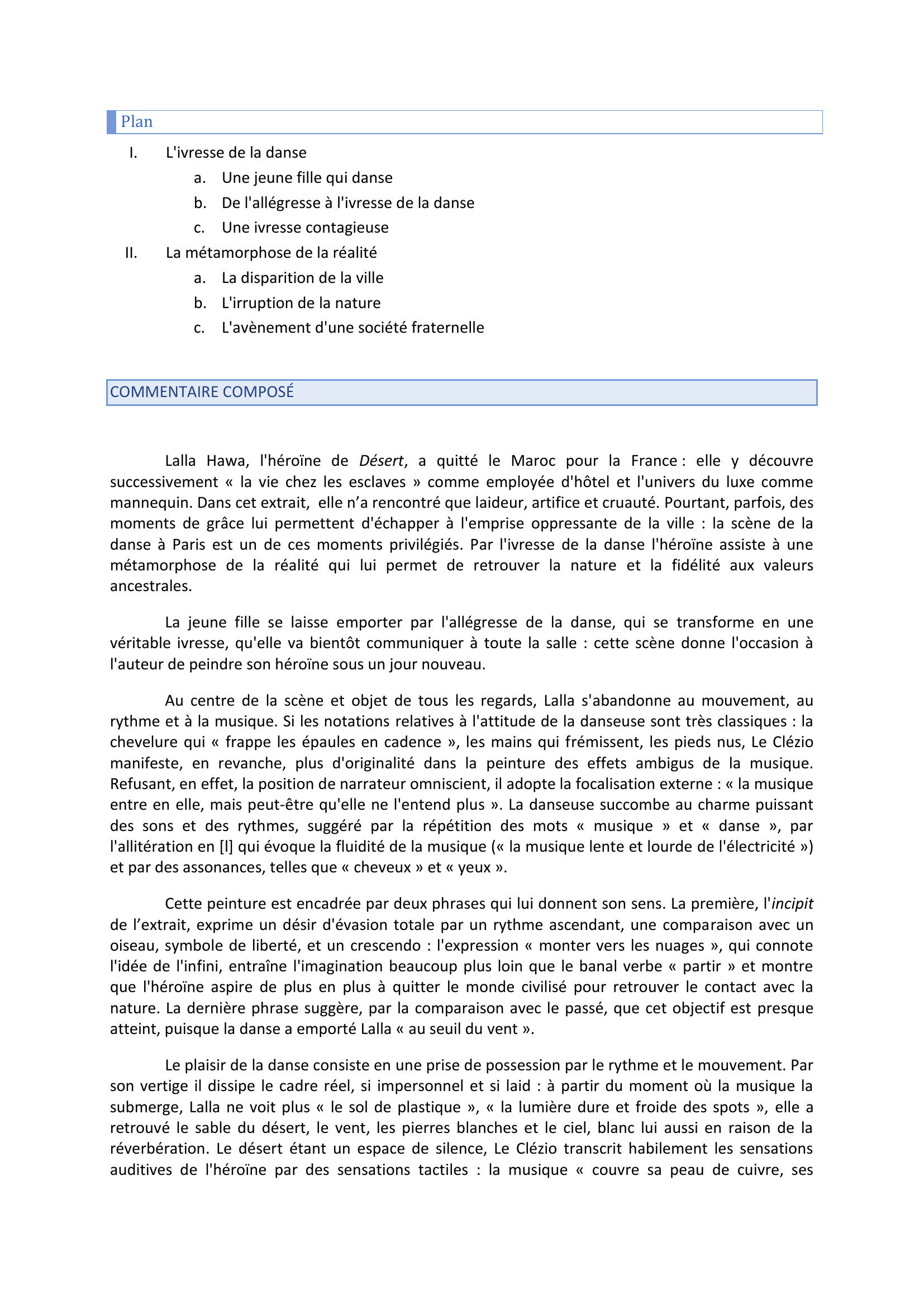 Prévisualisation du document Commentaire composé - L'ivresse de la danse J.-M.G. LE CLÉZIO, Désert.