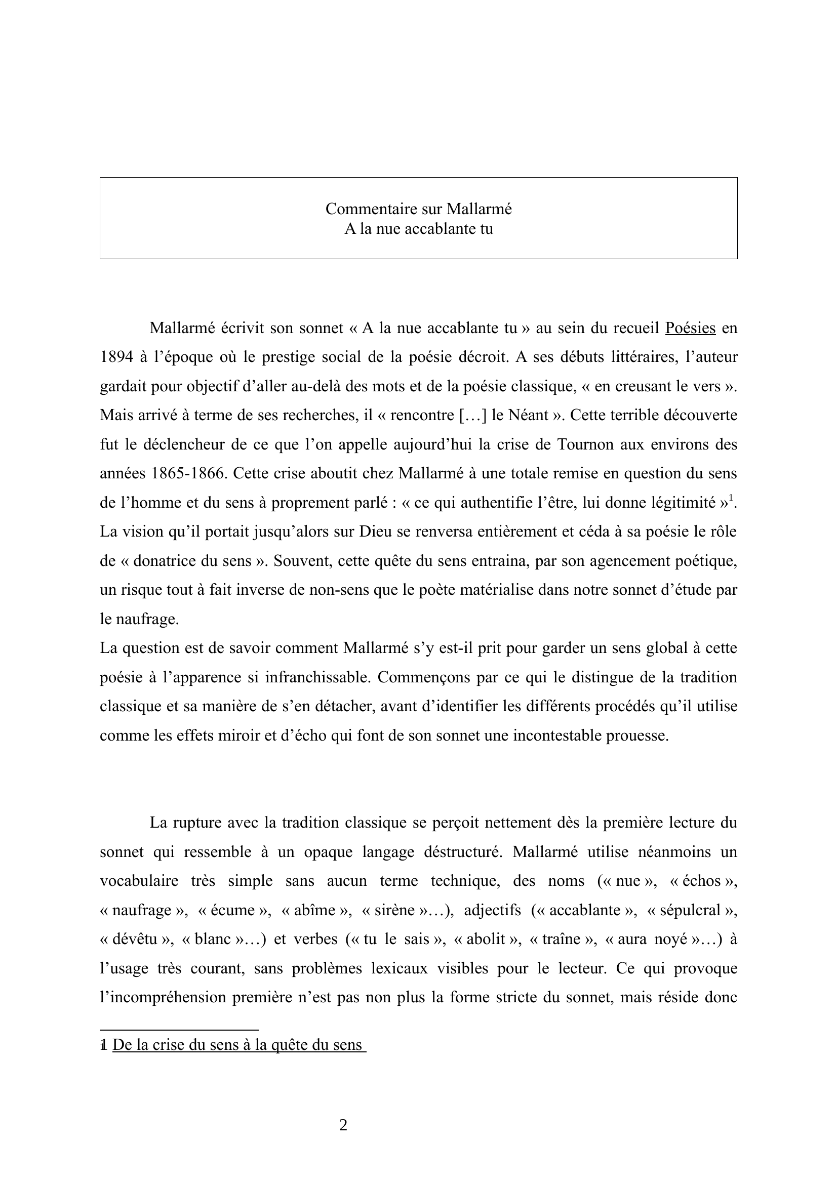 Prévisualisation du document Commentaire composé Mallarmé