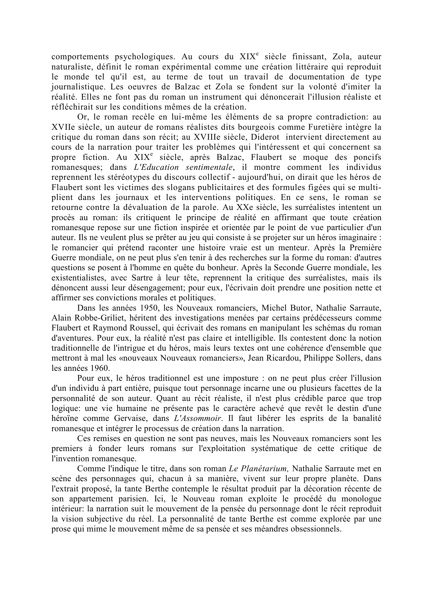 Prévisualisation du document Commentaire composé : Nathalie Sarraute, Le Planétarium