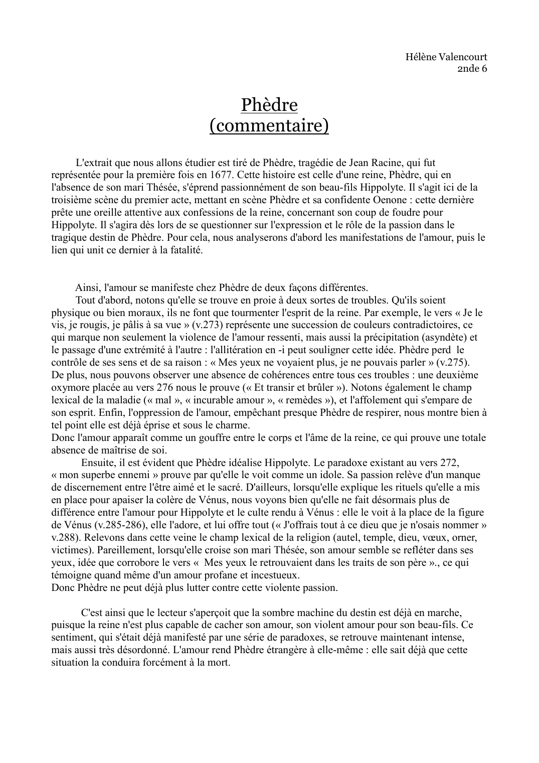 Prévisualisation du document Commentaire composé - Phèdre, la tirade ( Acte I, scène 3 )