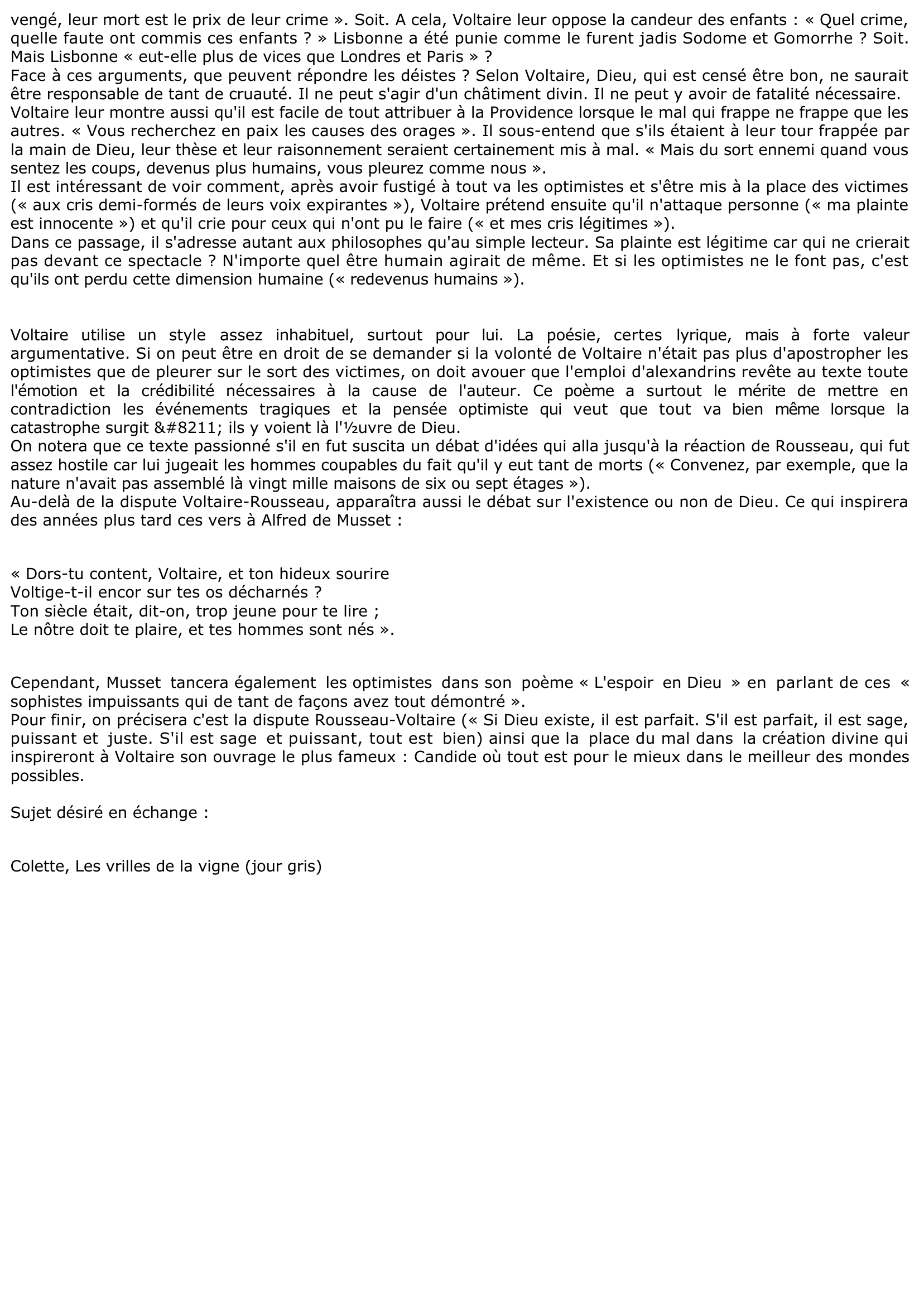 Prévisualisation du document Commentaire Composé sur la catastrophe de Lisbonne, Voltaire
