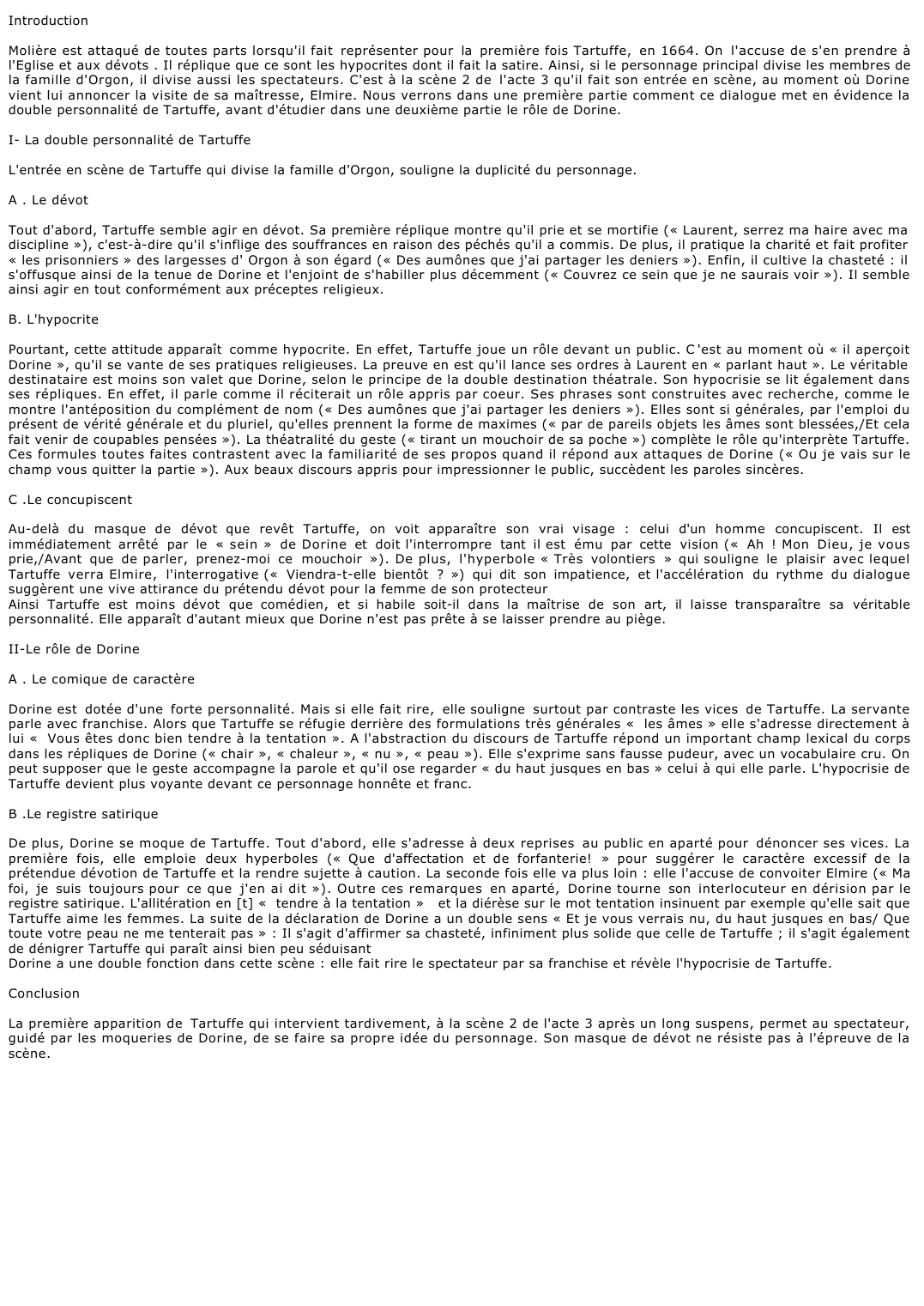 Prévisualisation du document Commentaire Composé Tartuffe Acte III Scène 3